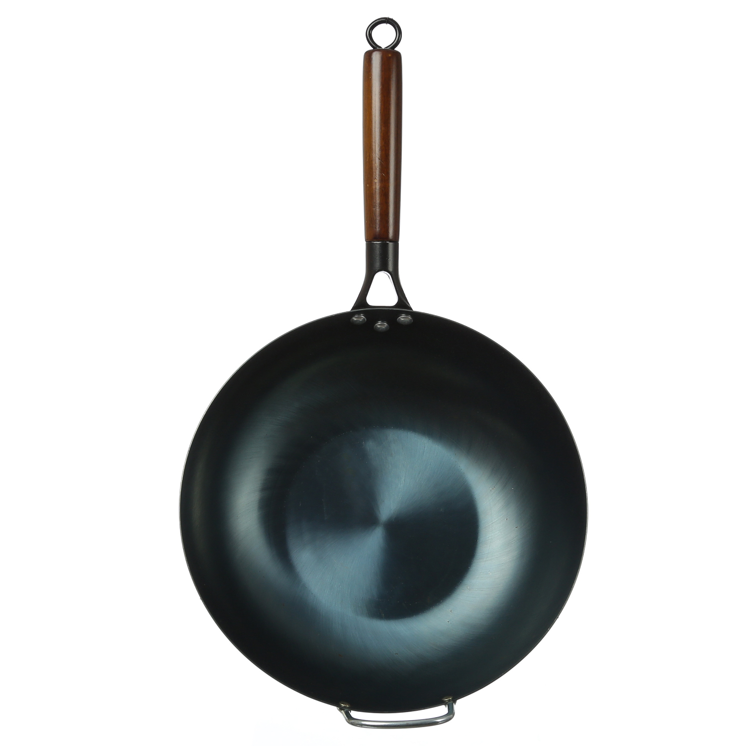 WOK Pfanne 32cm - Eisen mit Holzgriff und Schwenkgriff