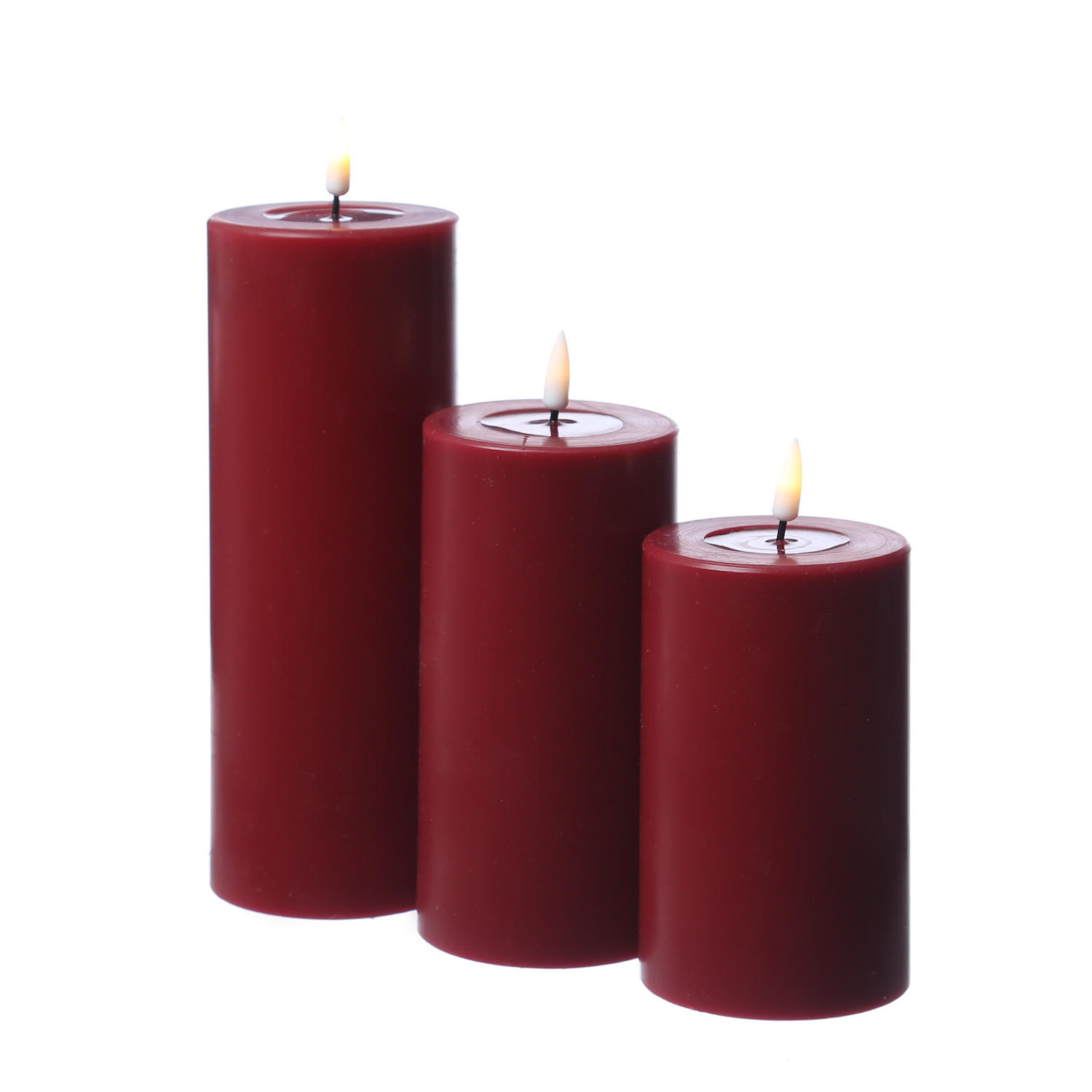 LED Stumpenkerze MIA - Echtwachs - realistische 3D Flamme - H: 12,5cm - Batteriebetrieb - weinrot LED Stumpenkerze MIA - Echtwachs - realistische 3D Flamme - H: 12,5cm - Batteriebetrieb - weinrot