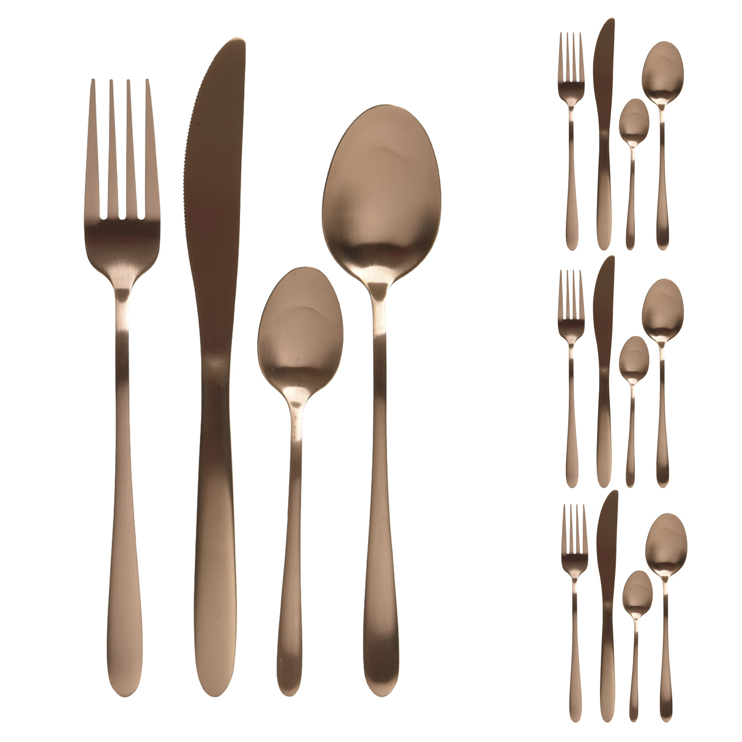 Besteck Set BRIT - Edelstahl - 16-teilig - je 4x Messer Gabel Löffel Teelöffel - roségold