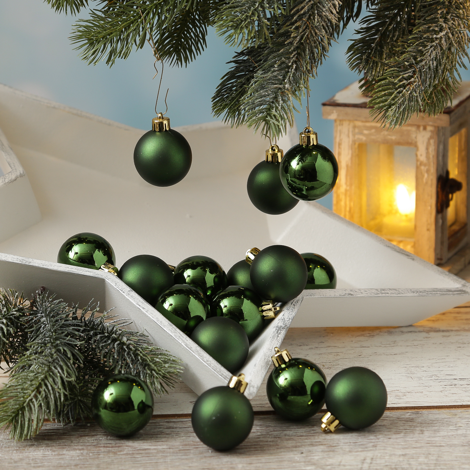 Christbaumkugel - Weihnachtskugel - bruchfest - D: 4cm - glänzend und matt - grün - 16er Set