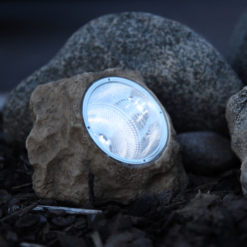 LED Solar Stein "Rocky" - Spot mit kaltweißer LED - Dämmerungssensor - H: 11cm LED Solar Stein "Rocky" - Spot mit kaltweißer LED - Dämmerungssensor - H: 11cm