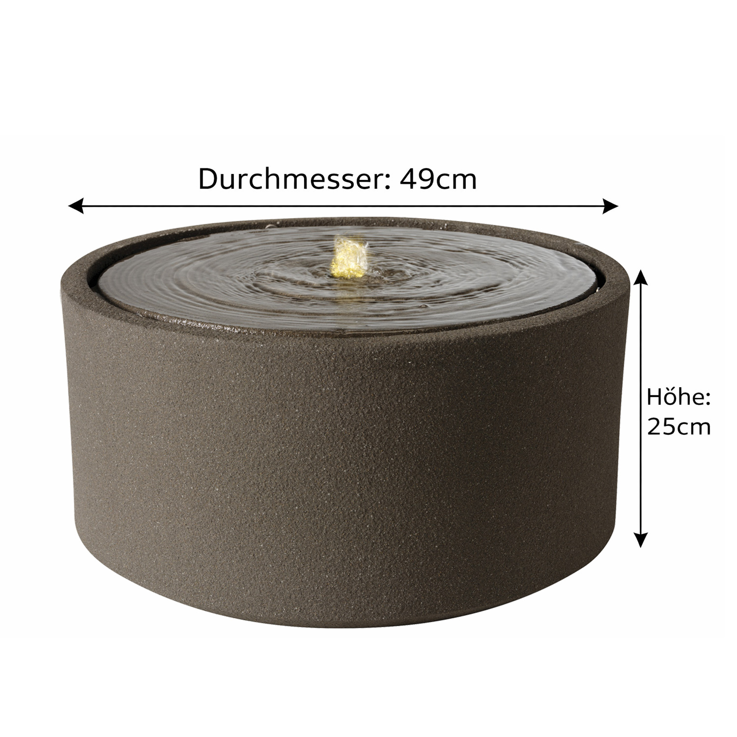 Gartenbrunnen NAPOLI Steinoptik LED Beleuchtung Kreislaufpumpe