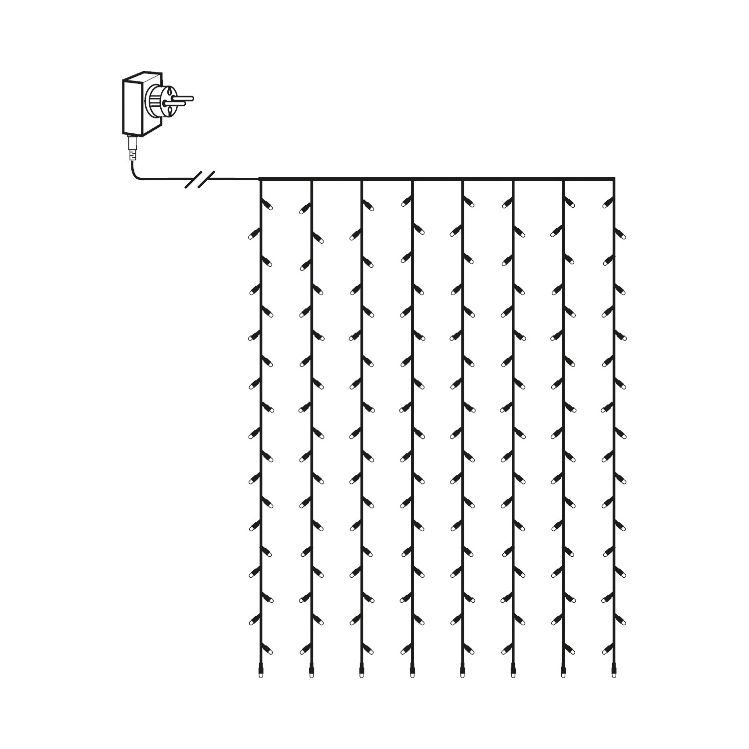 LED Lichtvorhang - Serie LED - outdoor - 120 ultra warmweiße LED - L: 1,3m, H: 2,0m - schwarzes Kabel LED Lichtvorhang - Serie LED - outdoor - 120 ultra warmweiße LED - L: 1,3m, H: 2,0m - schwarzes Kabel