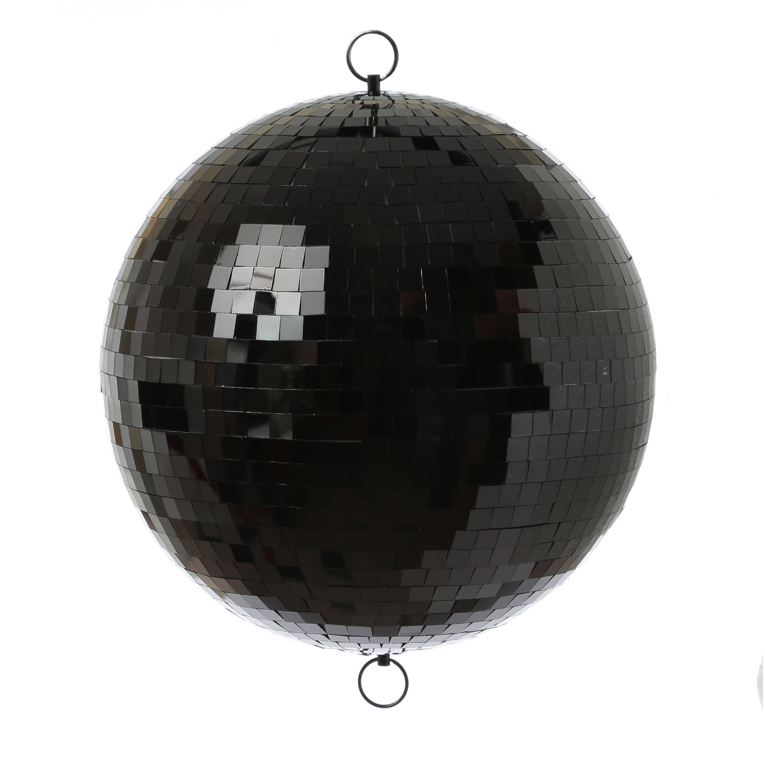 Spiegelkugel 30cm - schwarz - Discokugel Echtglas - 10x10mm Spiegel - PROMO - Metallöse oben + unten