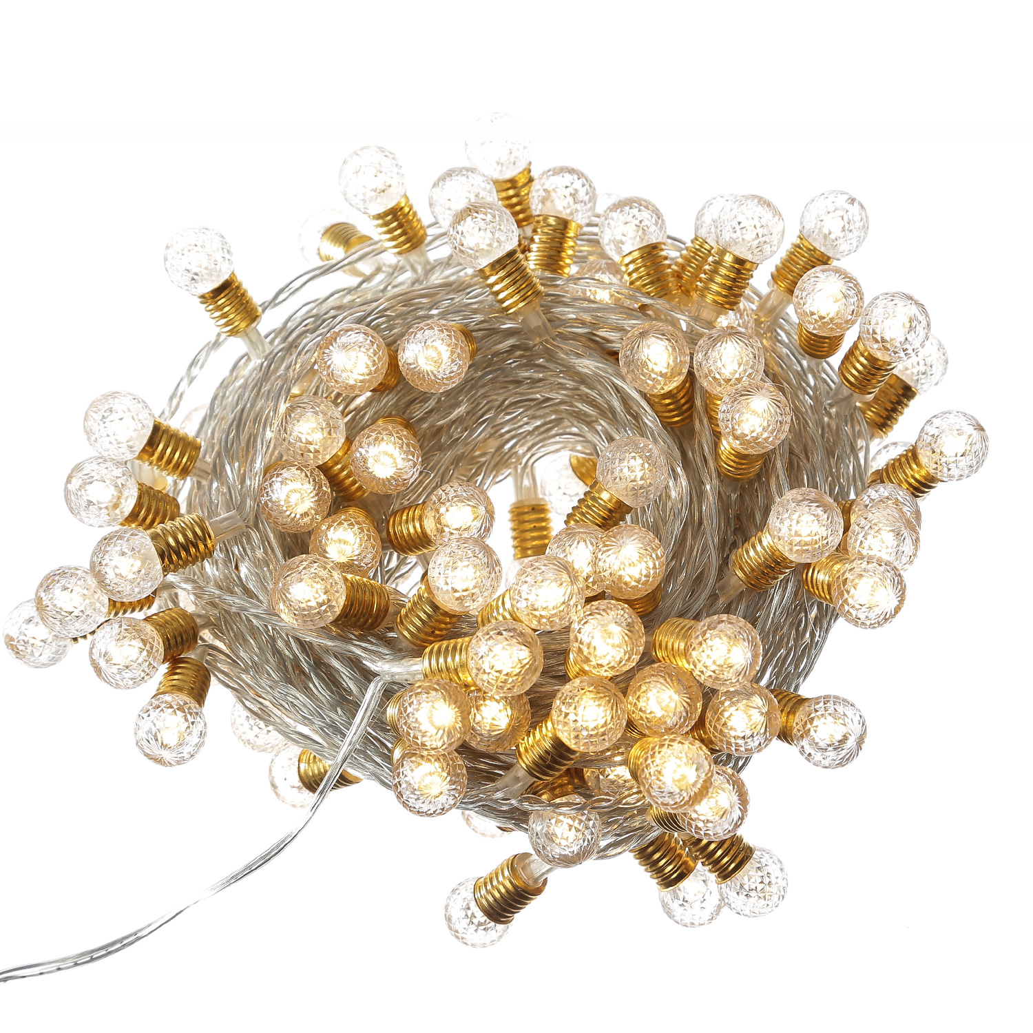 LED Lichterkette VINTAGE - 180 transparente Mini Kristall Kugeln - 8 Funkt. - Timer - L: 18m