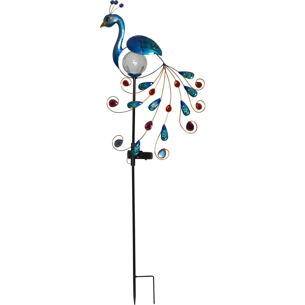 LED Solarstab "Pfau"- blau - warmweiße LED in Glaskugel - H: 80cm - Dämmerungssensor LED Solarstab "Pfau"- blau - warmweiße LED in Glaskugel - H: 80cm - Dämmerungssensor