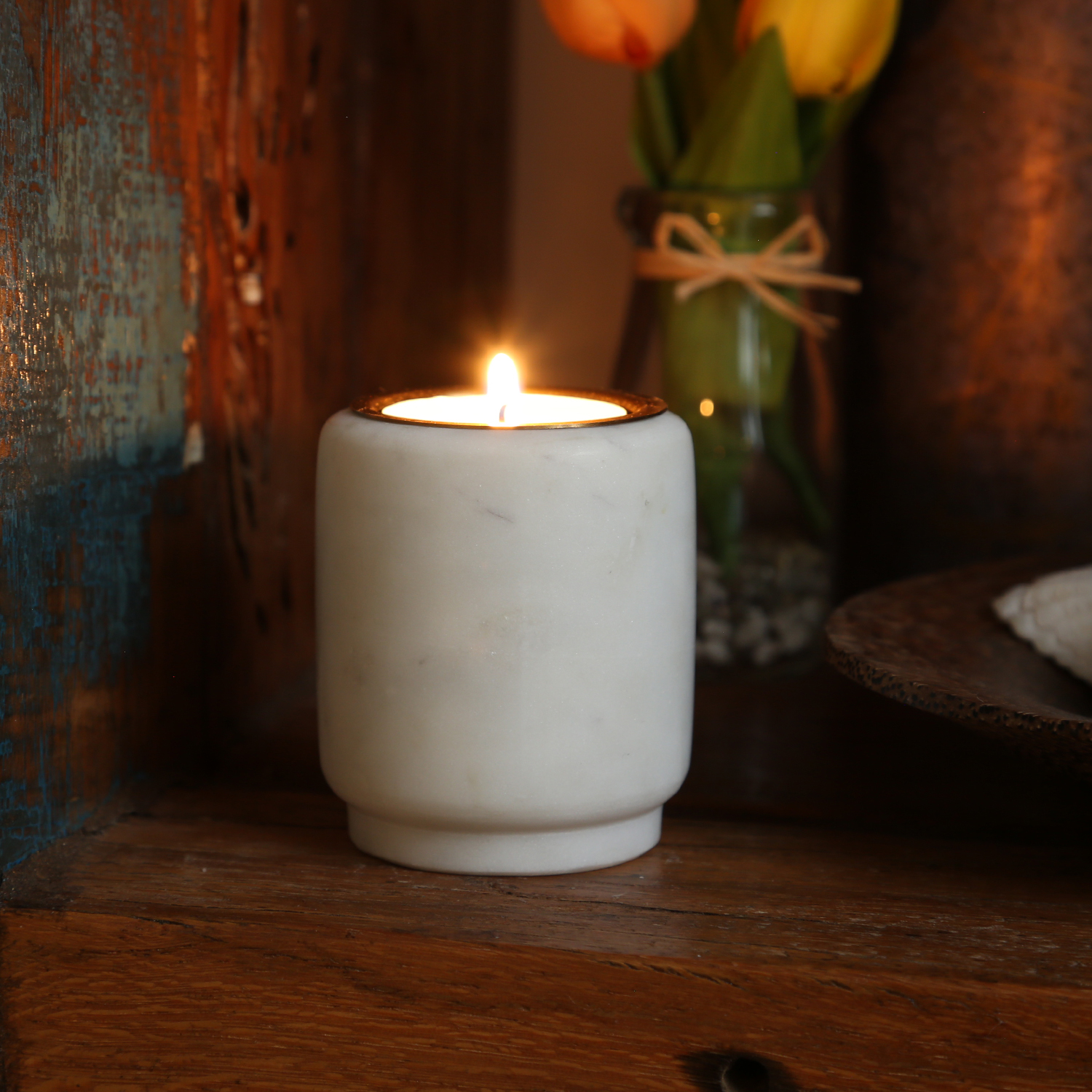 Teelichthalter Marmor - für Teelichter oder LED Teelichter - H: 7cm - D: 6cm - weiß Teelichthalter Marmor - für Teelichter oder LED Teelichter - H: 7cm - D: 6cm - weiß