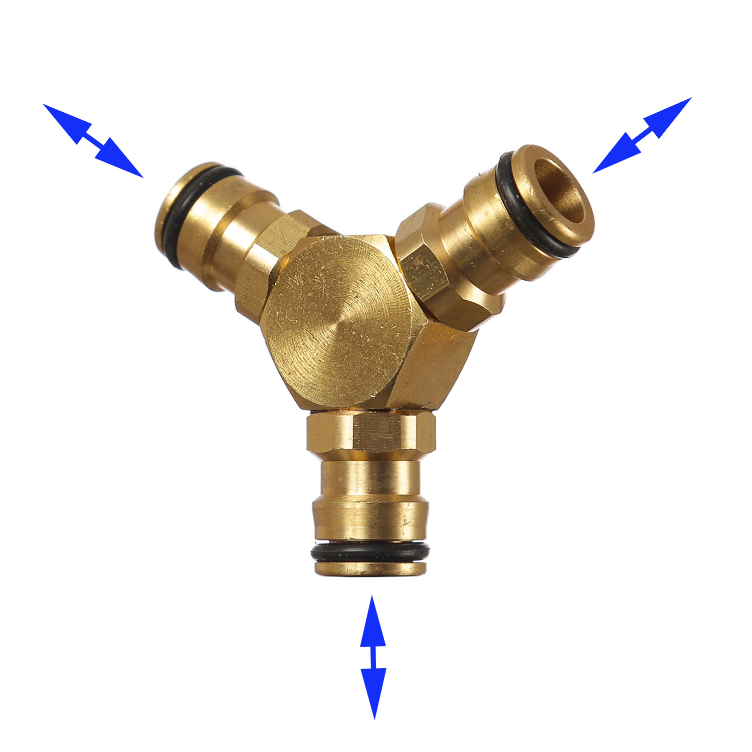 3-Wege Wasseradapter - 3 Schnellkupplungen - Messing Y-Splitter
