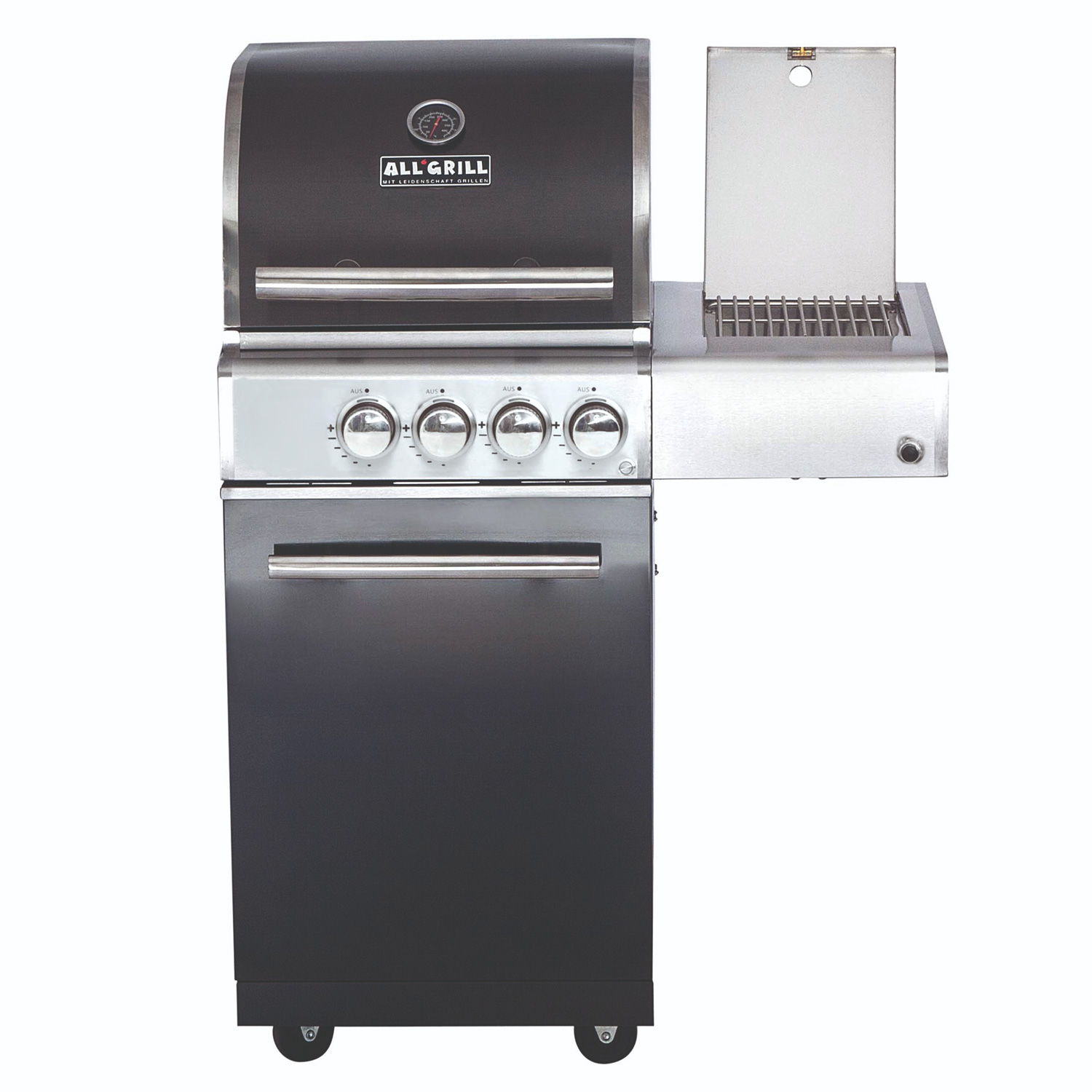CHEF S Paket F - Basis black 2 Brenner, Backburner, Seitenkocher, AIR SYSYTEM, Cover, BBQ Paket