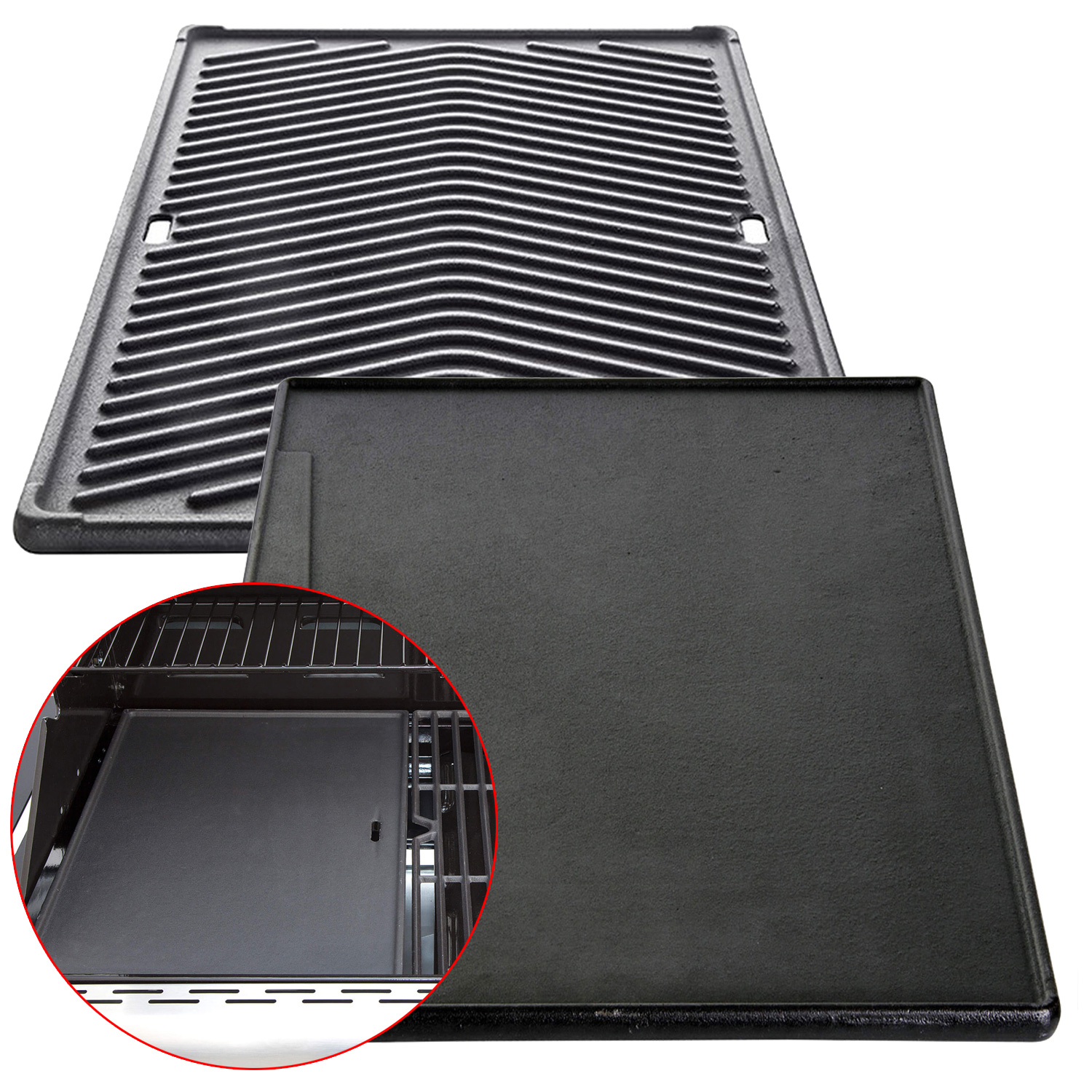 CHEF Paket XL3 schwarz 6 Brenner Backburner Seitenkocher Steakzone AIR System GRATISCover- Grillplatte- Spieß