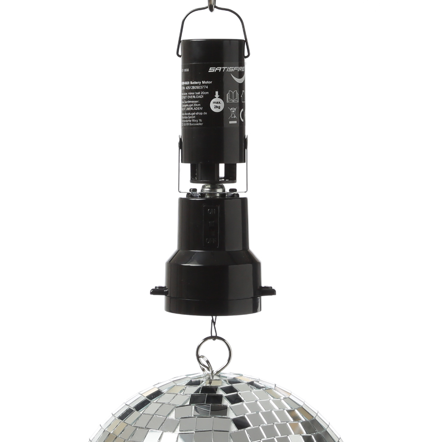 Spiegelkugel Set - 20cm Discokugel mit Batteriemotor - Discokugel Party Set