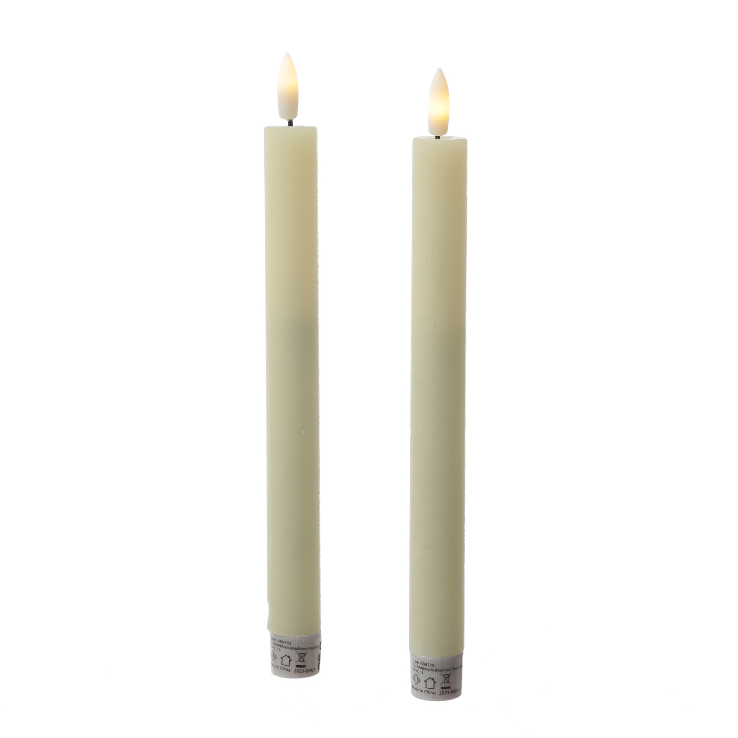 LED Stabkerzen LINA - Rustik-Optik - Echtwachs - 3D Flamme - H: 24cm - Timer - creme - 2er Set LED Stabkerzen LINA - Rustik-Optik - Echtwachs - 3D Flamme - H: 24cm - Timer - creme - 2er Set