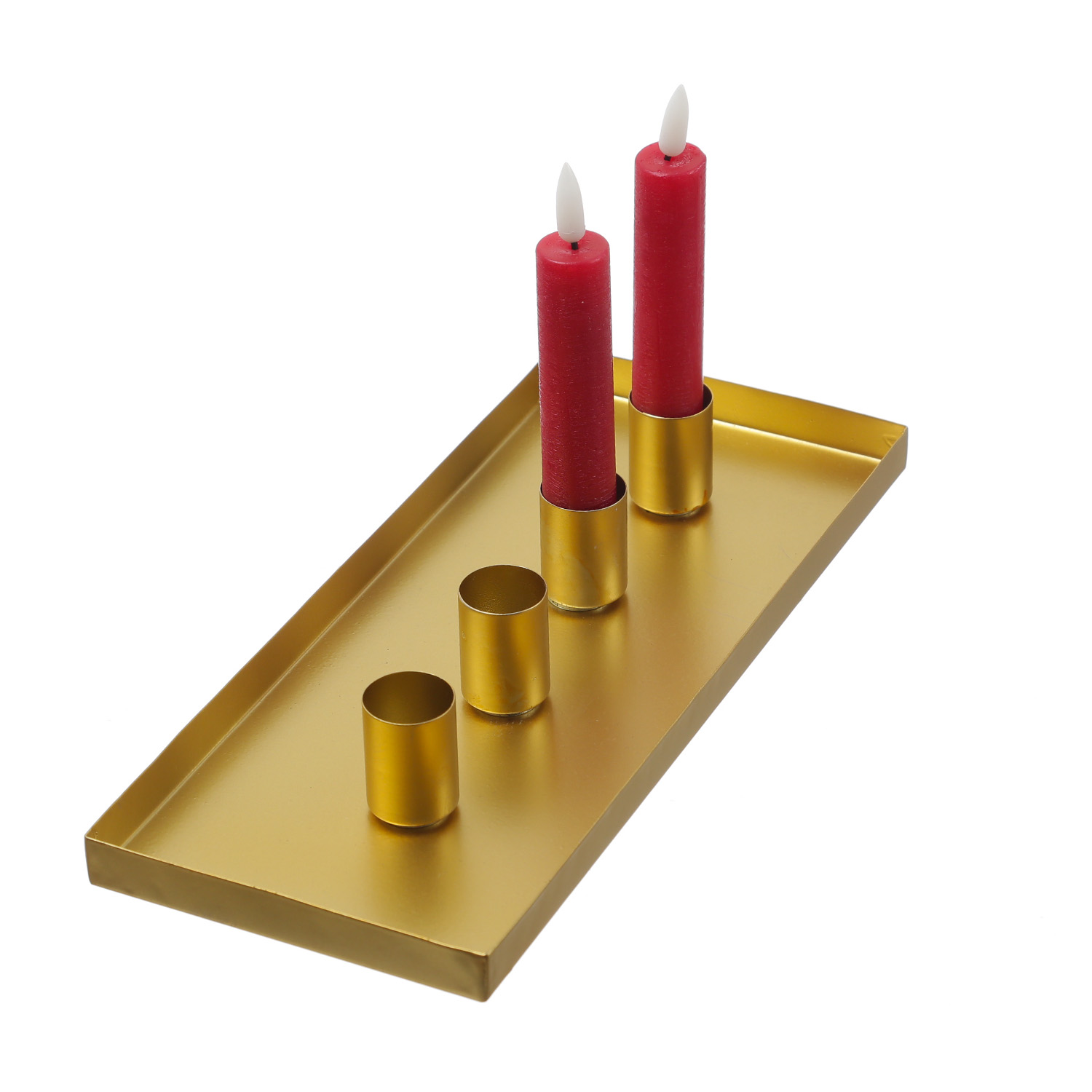 Stabkerzenhalter magnetisch - Kerzenständer für 4 Stabkerzen - Kerzentablett - 29x12cm - gold Stabkerzenhalter magnetisch - Kerzenständer für 4 Stabkerzen - Kerzentablett - 29x12cm - gold