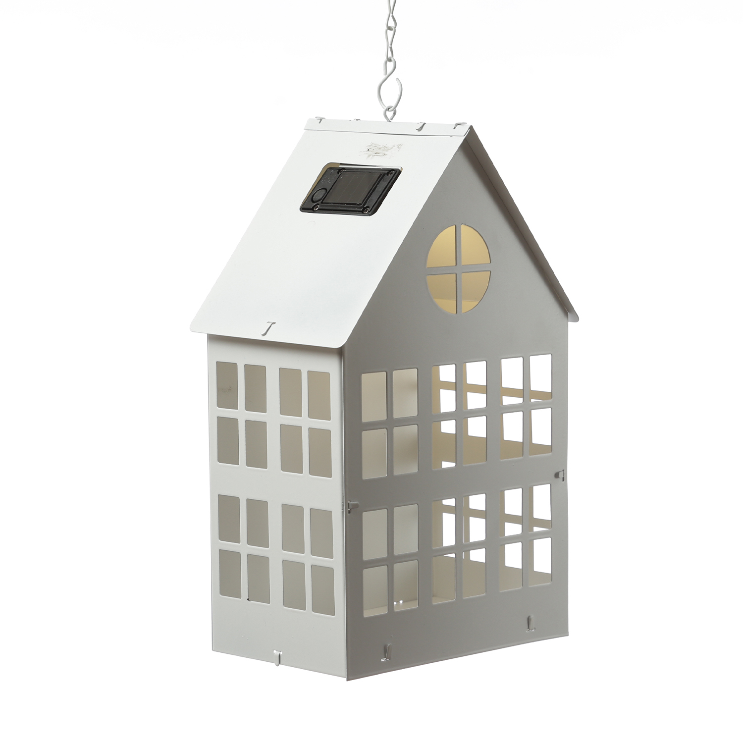 LED Solar Haus - Lichthaus - DIY  Laterne - warmweiße LED - Dämmerungssensor - H: 28cm - weiß LED Solar Haus - Lichthaus - DIY  Laterne - warmweiße LED - Dämmerungssensor - H: 28cm - weiß