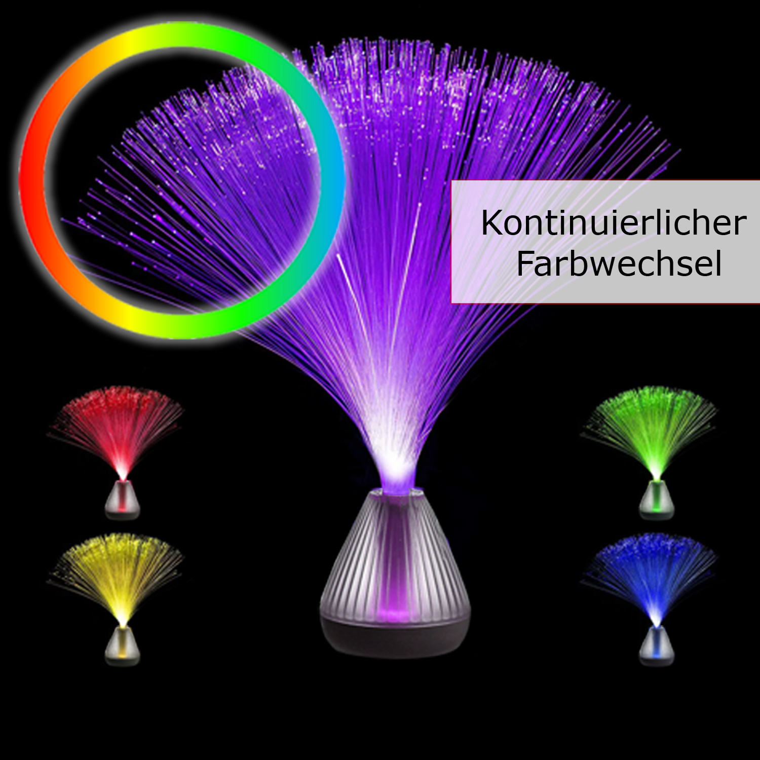 Glasfaserlampe FIBER PUNK Fiberglas LED Farbwechsel - USB Betrieb