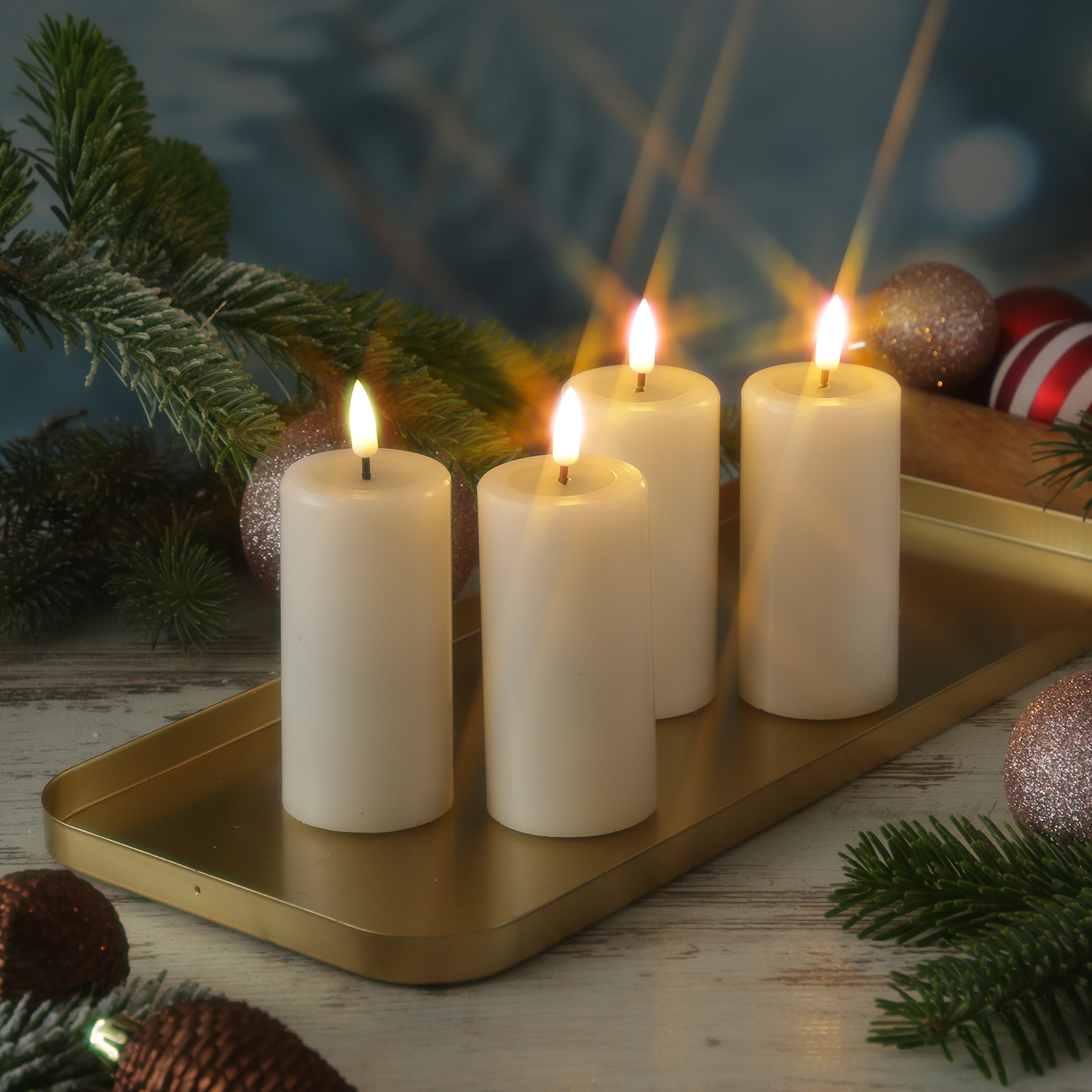 LED Kerzenset MIA - Echtwachs - H: 10cm/D: 5cm - mit Batterien/Fernbedienung - creme - 4er Set LED Kerzenset MIA - Echtwachs - H: 10cm/D: 5cm - mit Batterien/Fernbedienung - creme - 4er Set