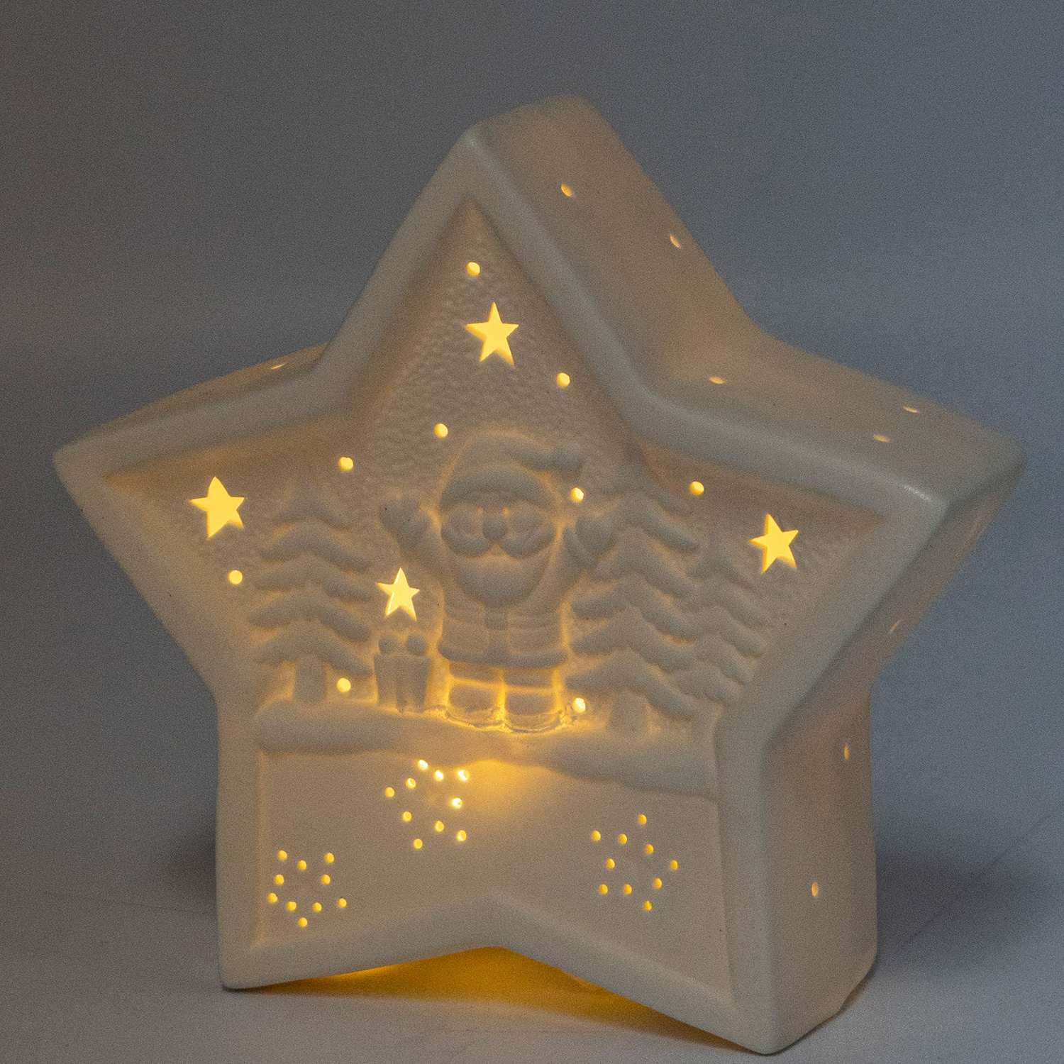 LED Dekostern NIKOLAUS - Keramik - weihnachtliches Motiv - H: 16cm - Batterie - weiß LED Dekostern NIKOLAUS - Keramik - weihnachtliches Motiv - H: 16cm - Batterie - weiß