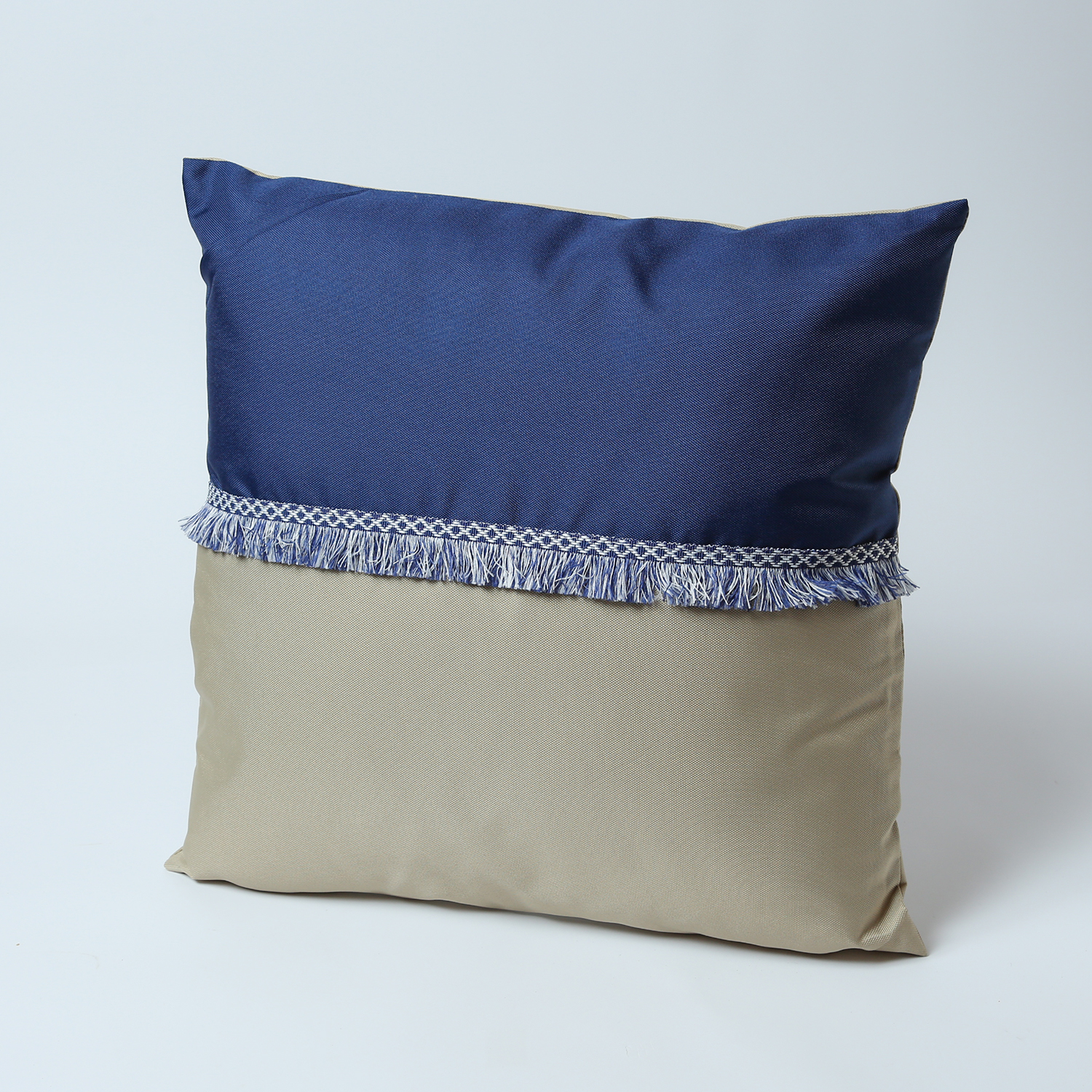 Garten Kissen - Polyester - wasserabweisend - L: 44cm - Außen - blau, beige
