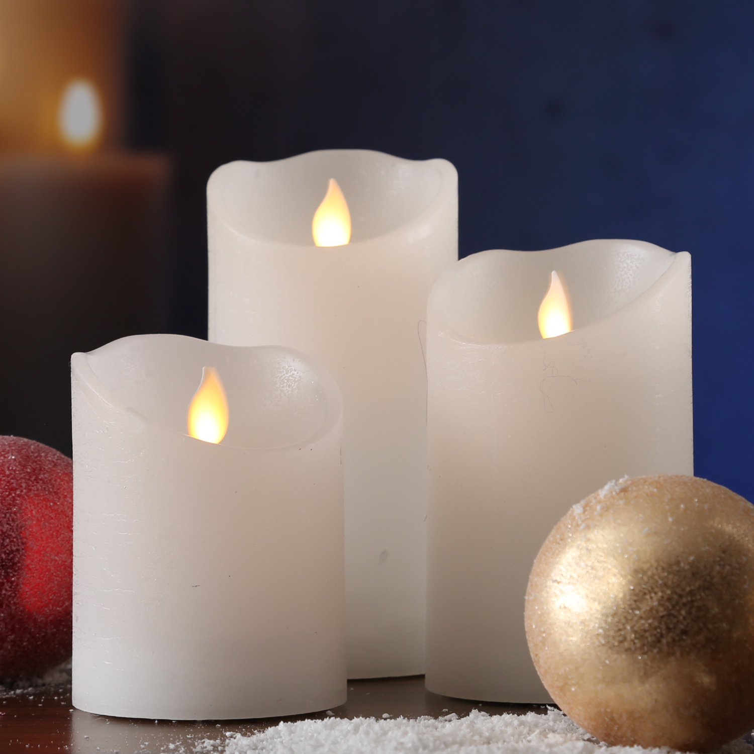 LED Kerzenset M-TWINKLE - Echtwachs - mechanisch bewegte Flamme - Fernbedienung - weiß - 3er Set LED Kerzenset M-TWINKLE - Echtwachs - mechanisch bewegte Flamme - Fernbedienung - weiß - 3er Set