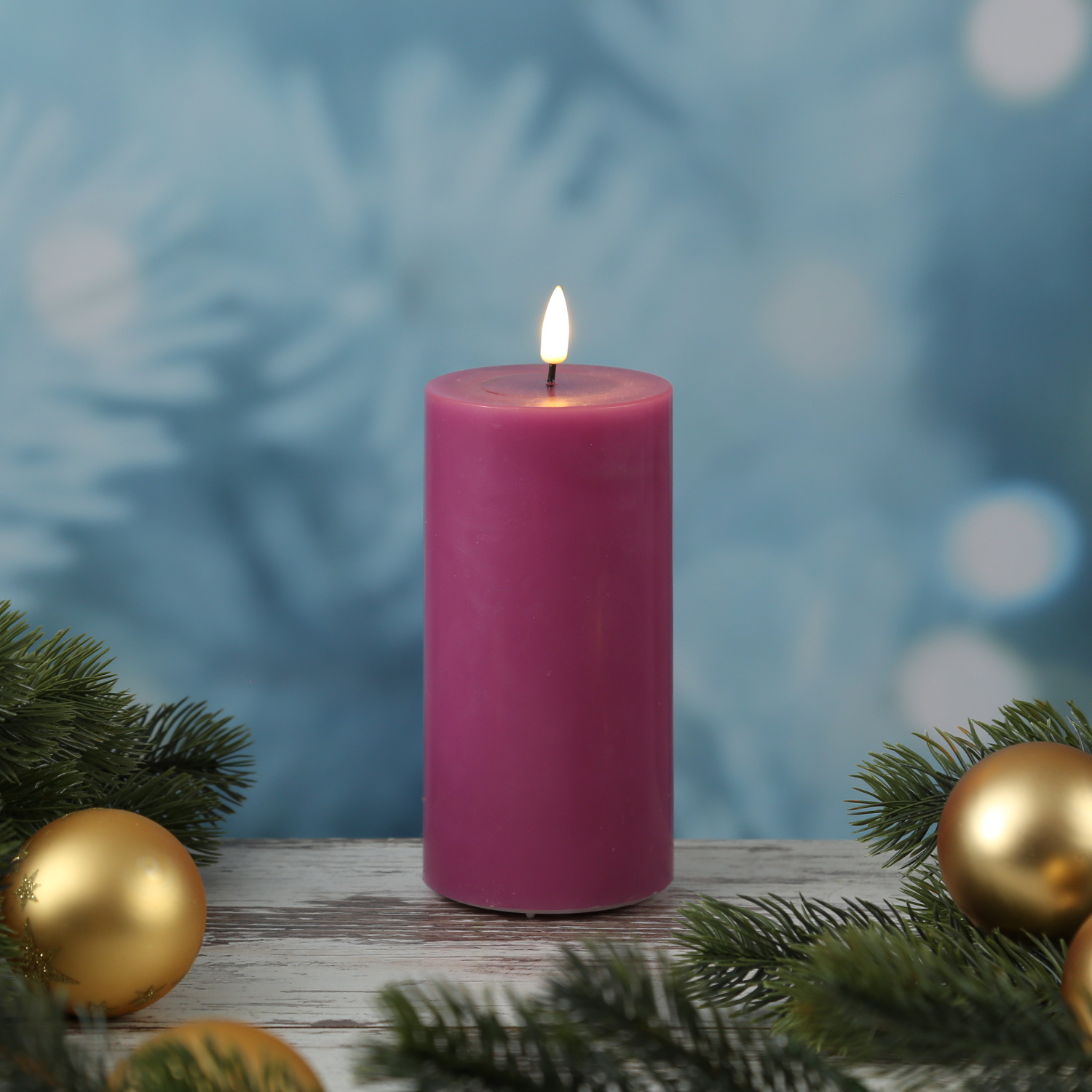 LED Stumpenkerze MIA - Echtwachs - realistische 3D Flamme - H: 15cm - D: 7,5cm - malve LED Stumpenkerze MIA - Echtwachs - realistische 3D Flamme - H: 15cm - D: 7,5cm - malve