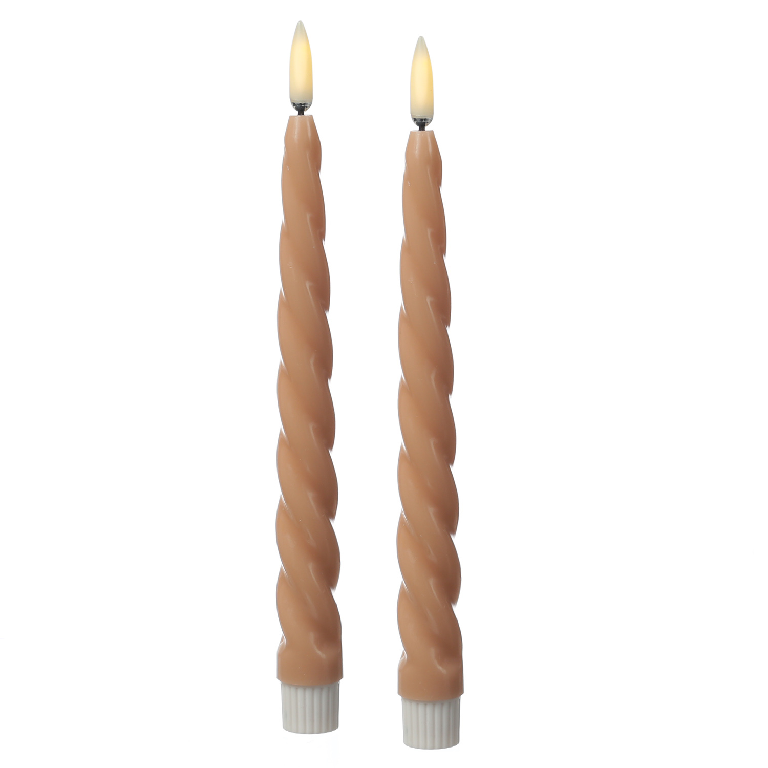 LED Stabkerzen TWIST - Echtwachs - flackernde 3D Flamme - H: 25cm - Timer - altrosa - 2er Set LED Stabkerzen TWIST - Echtwachs - flackernde 3D Flamme - H: 25cm - Timer - altrosa - 2er Set