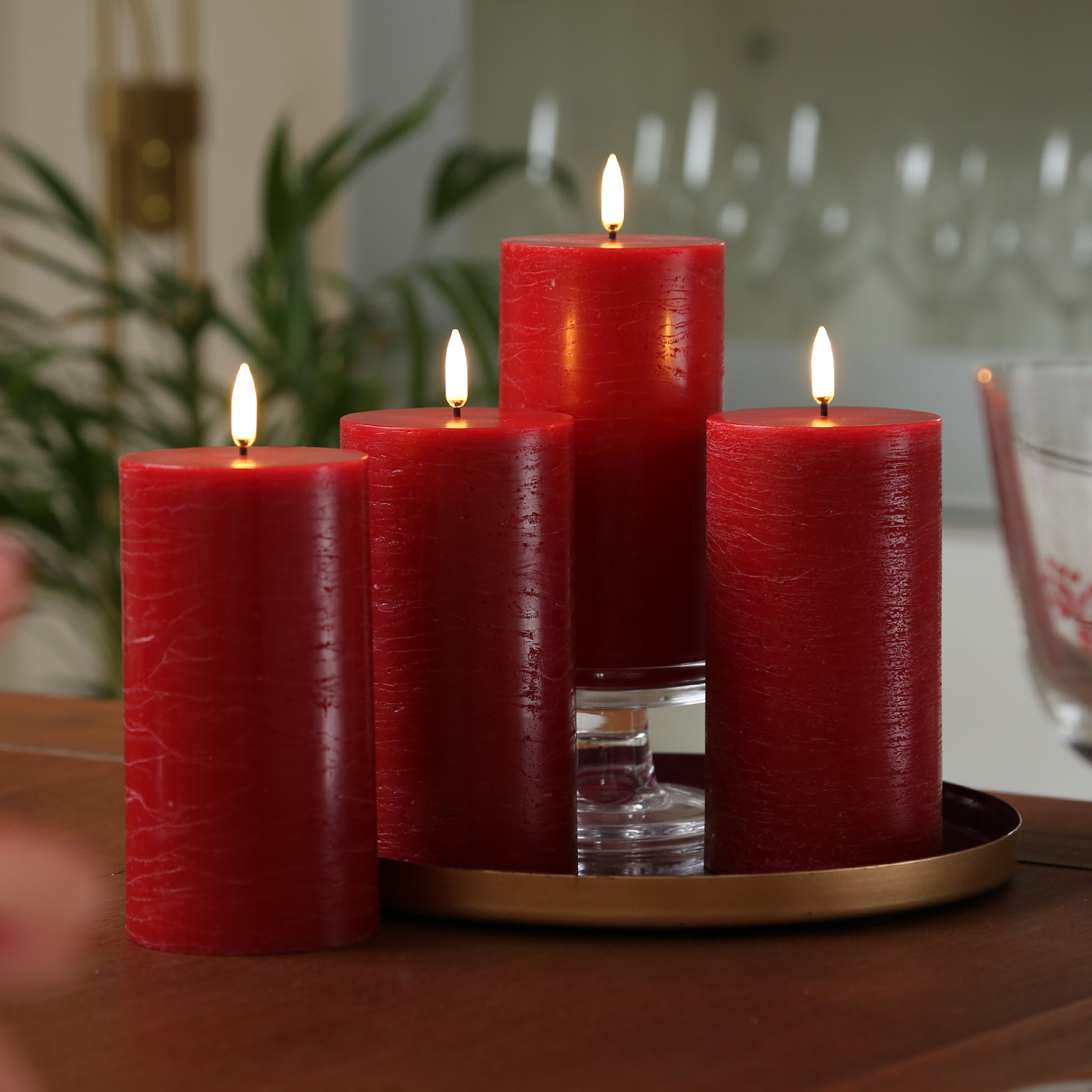 LED Kerzenset PIA - Rustik-Optik - H: 15cm - inkl. Batterien und Fernbedienung - rot - 4er Set LED Kerzenset PIA - Rustik-Optik - H: 15cm - inkl. Batterien und Fernbedienung - rot - 4er Set