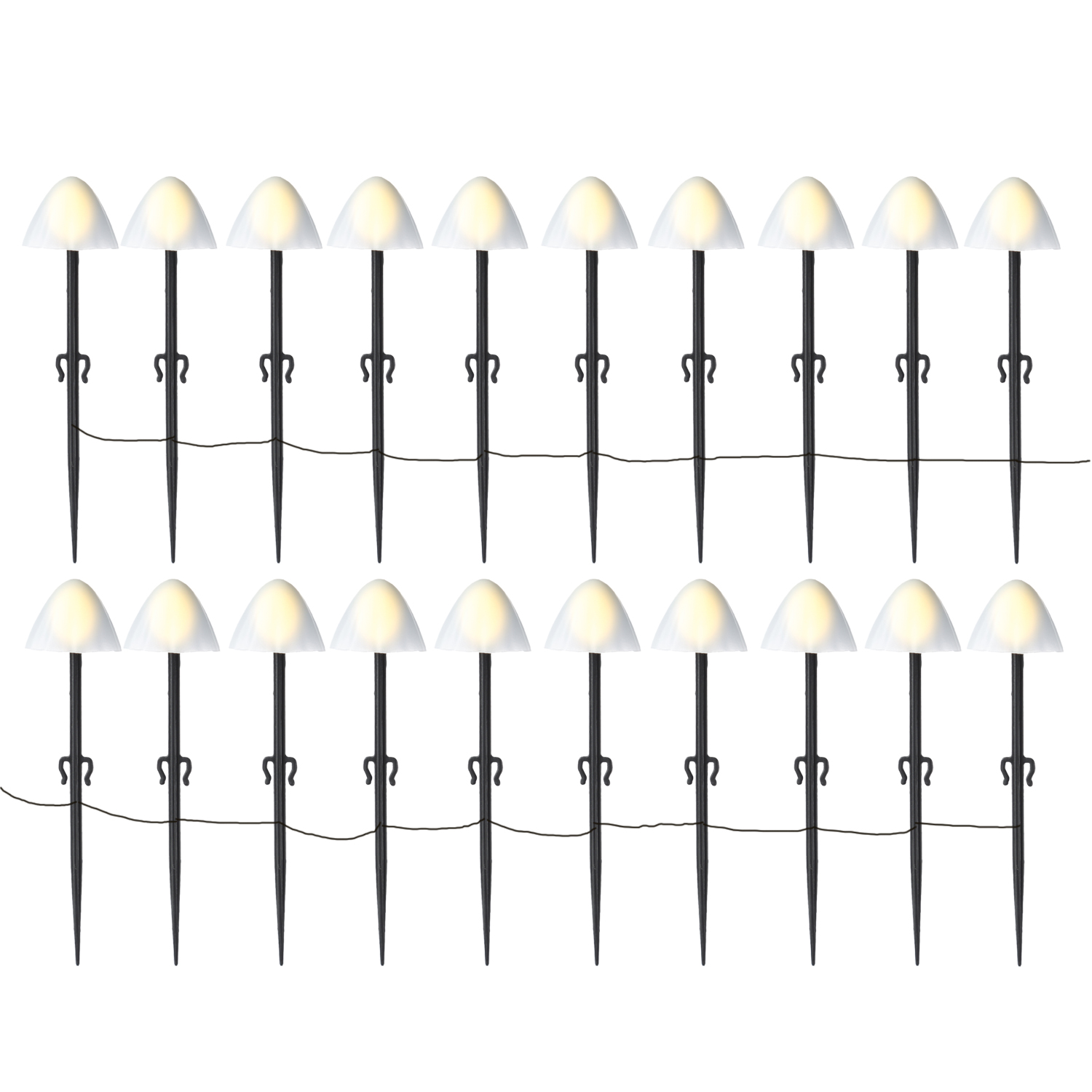 LED Lichterkette Mini Pilze - 20 Gartenstecker mit Erdspießen - 8 Funkt. - Timer - L: 3,8m - weiß LED Lichterkette Mini Pilze - 20 Gartenstecker mit Erdspießen - 8 Funkt. - Timer - L: 3,8m - weiß