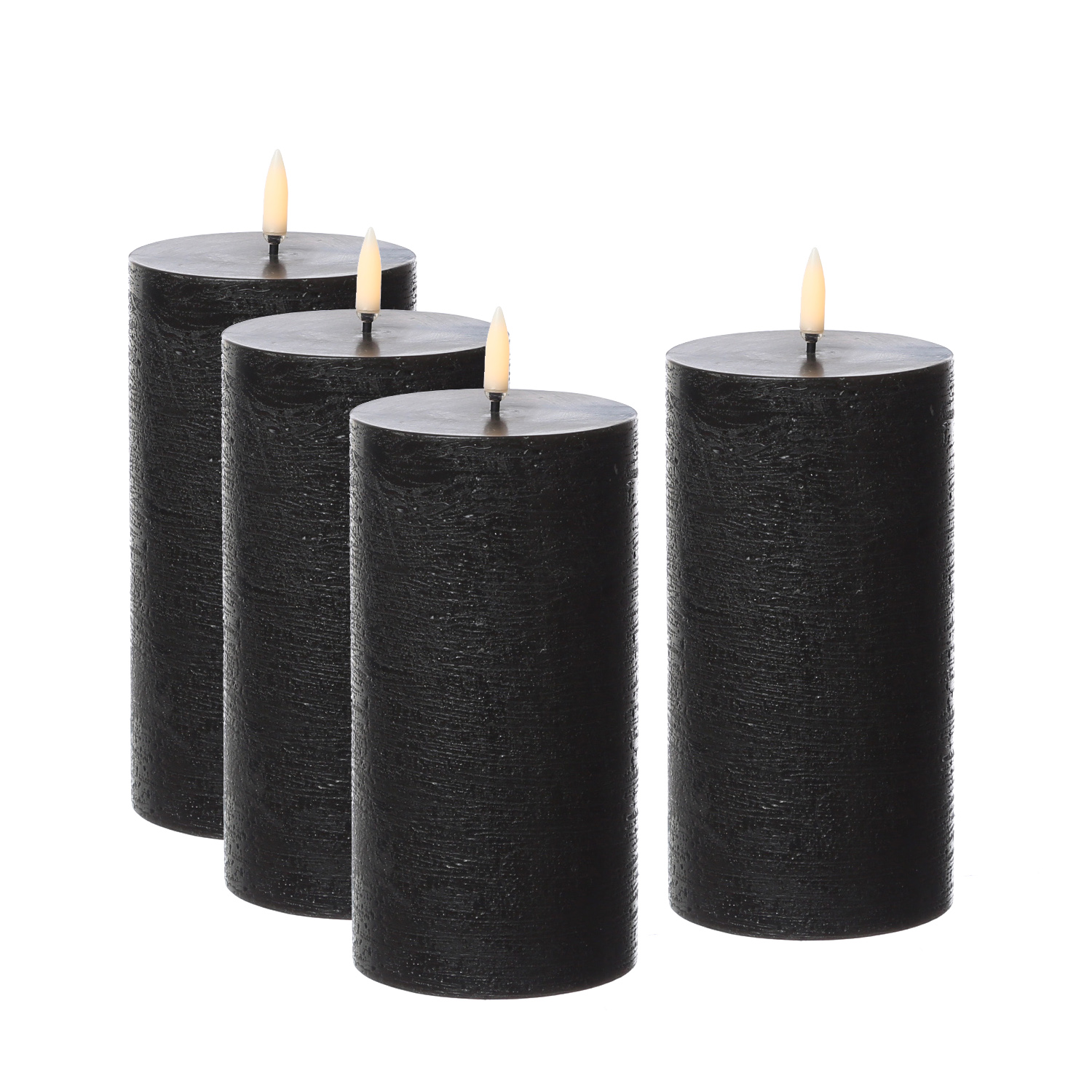 LED Kerzenset PIA - Rustik-Optik - H: 15cm - inkl. Batterien und Fernbedienung - schwarz - 4er Set LED Kerzenset PIA - Rustik-Optik - H: 15cm - inkl. Batterien und Fernbedienung - schwarz - 4er Set