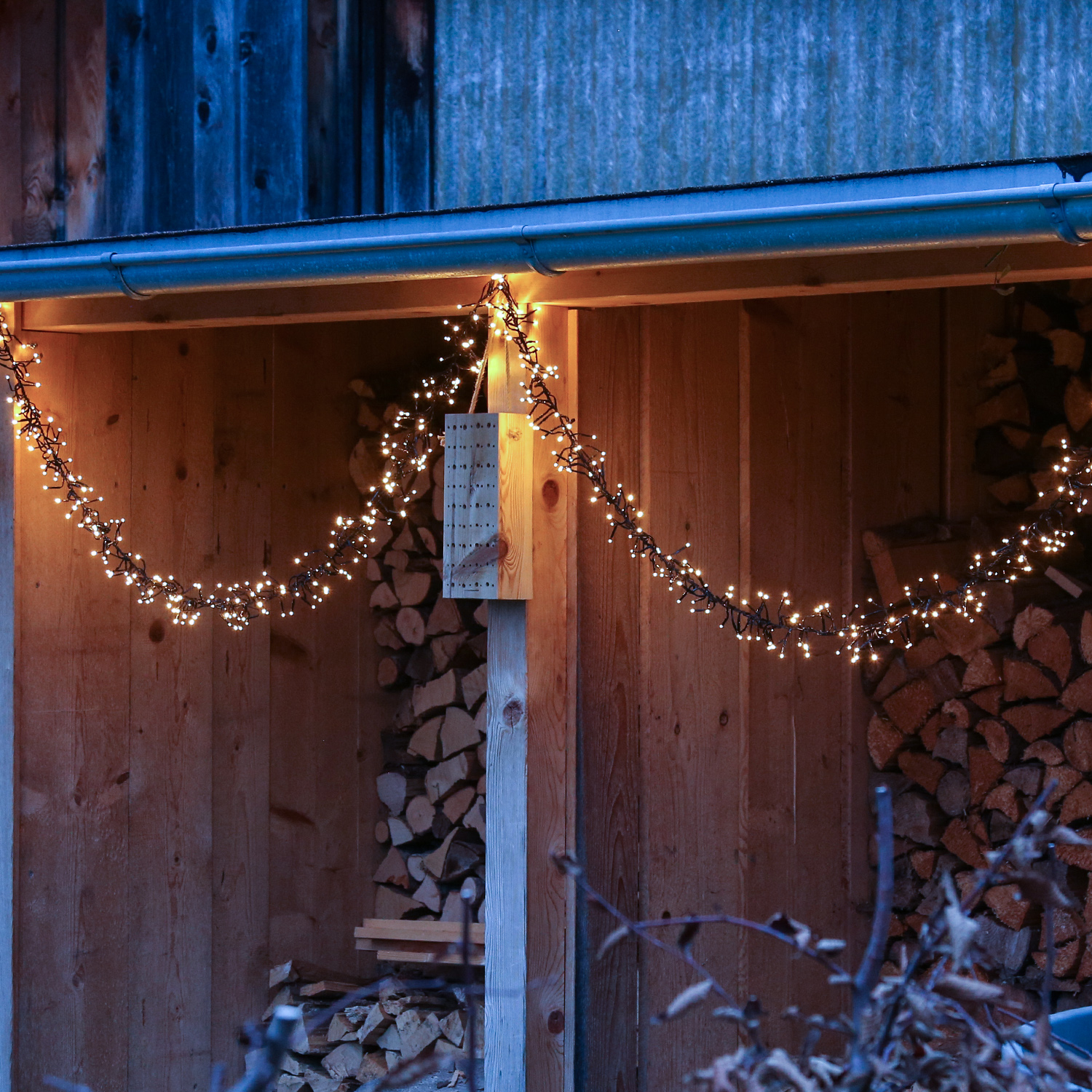 LED Büschellichterkette - Cluster - 768 bernstein LED - L: 7m - 8 Funkt. - Timer - Innen/Außen