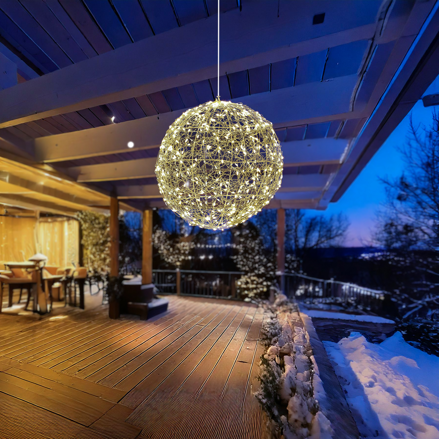 LED Drahtkugel - Leuchtkugel - 400 warmweiße LED - Timer - D: 30cm - für Innen/Außen