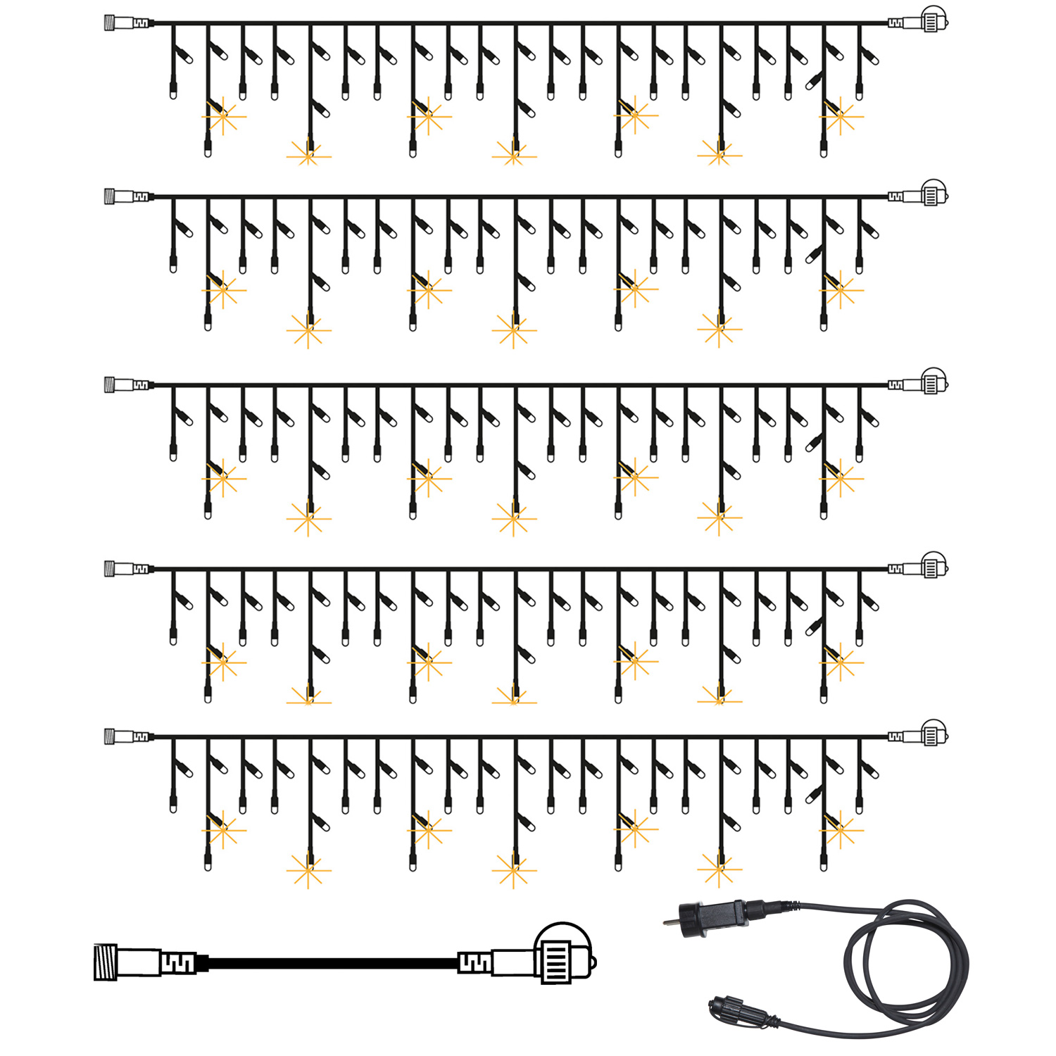 SYSTEM 24 KOMPLETT SET 15m - LED Lichtervorhang Eisregen Glitzereffekt - Icicle für Dachrinne SYSTEM 24 KOMPLETT SET 15m - LED Lichtervorhang Eisregen Glitzereffekt - Icicle für Dachrinne