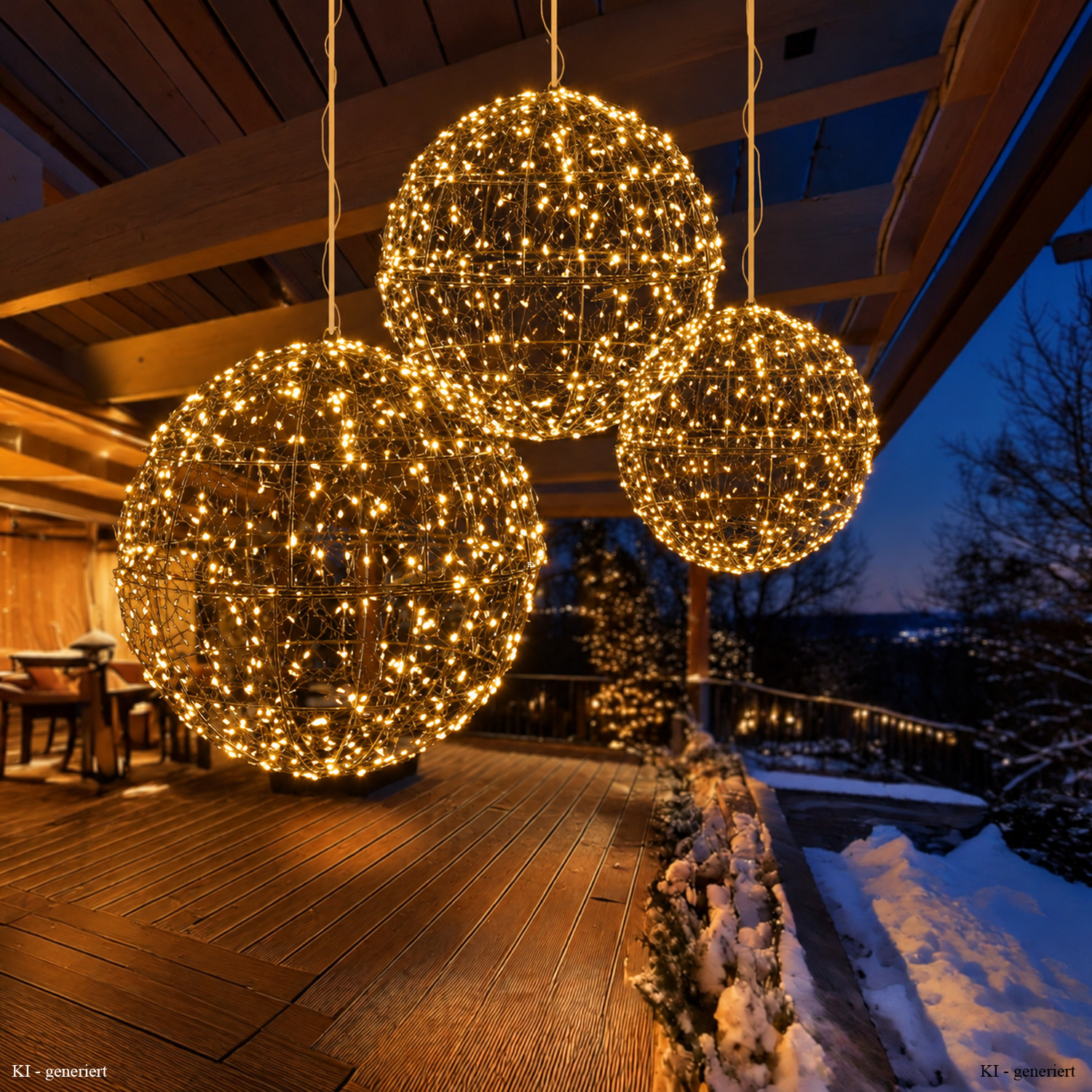 LED Drahtkugel - Leuchtkugel - 960 bernsteinfarbene LED - Timer - D: 58cm - für Innen/Außen