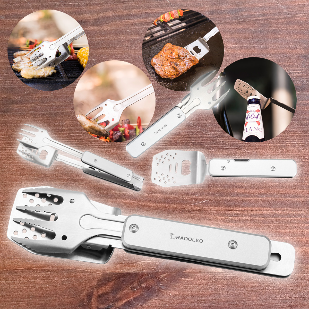 RADOLEO® Grill-Multi-Tool GENIUS POCKET Grillbesteck | Zange, Wender, Messer, Gabel, Öffner, Zieher RADOLEO® Grill-Multi-Tool GENIUS POCKET Grillbesteck | Zange, Wender, Messer, Gabel, Öffner, Zieher