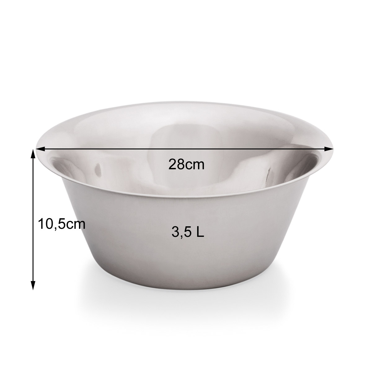 Schüssel konisch - Edelstahl - ø28cm - H: 10,5cm - Inhalt: 3,5 Liter