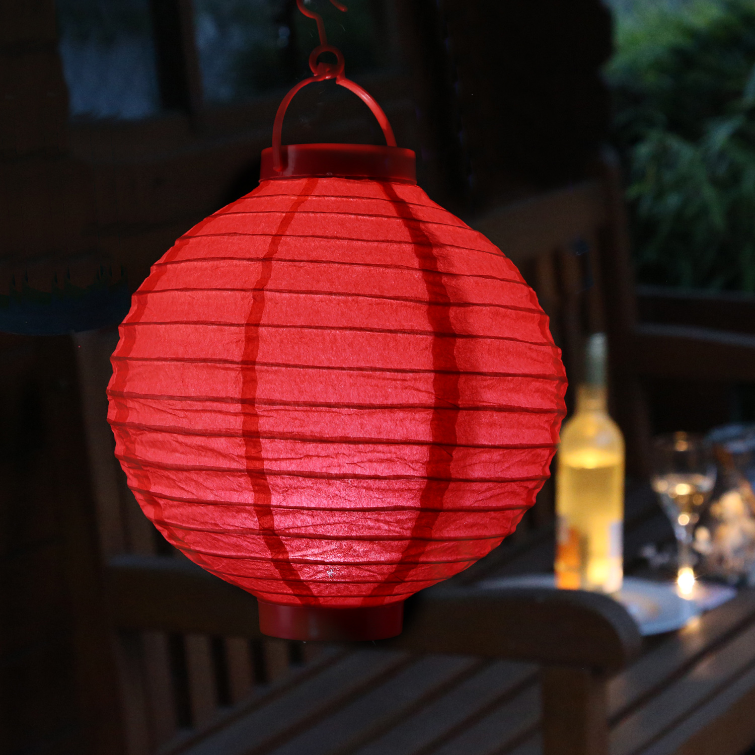 LED Lampion FESTIVAL - kaltweiße LED - D: 20cm - Montagehaken - 5er Set bunt