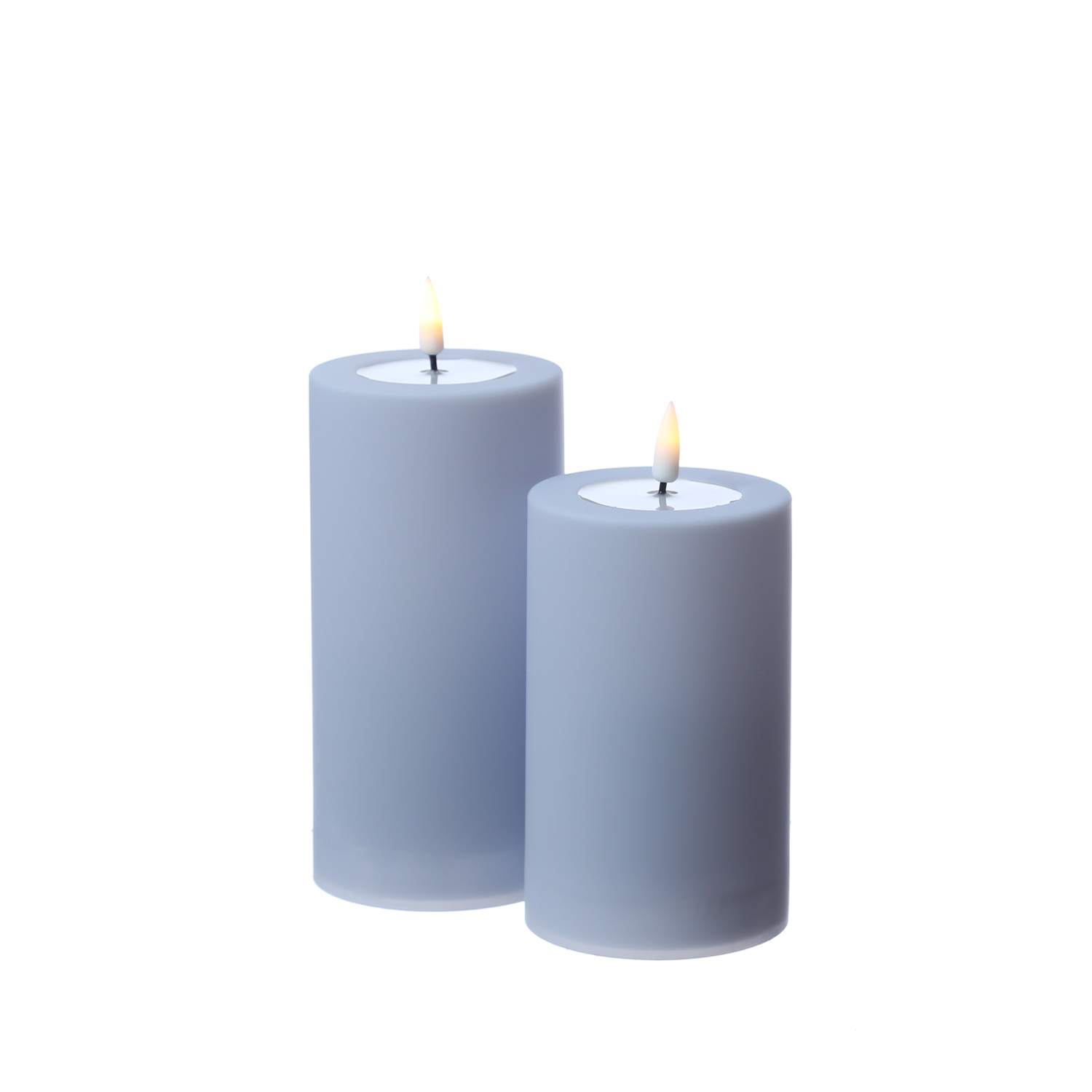 LED Stumpenkerze MIA - Kunststoff - realistische 3D Flamme - H: 15cm - outdoor - pastellblau LED Stumpenkerze MIA - Kunststoff - realistische 3D Flamme - H: 15cm - outdoor - pastellblau