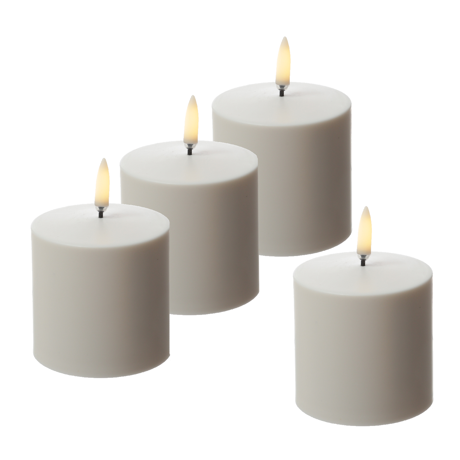 LED Kerzen - 4 wiederaufladbare LED Kerzen mit Ladestation - 6,8cm x 6,8cm - Timer - Innen/Außen