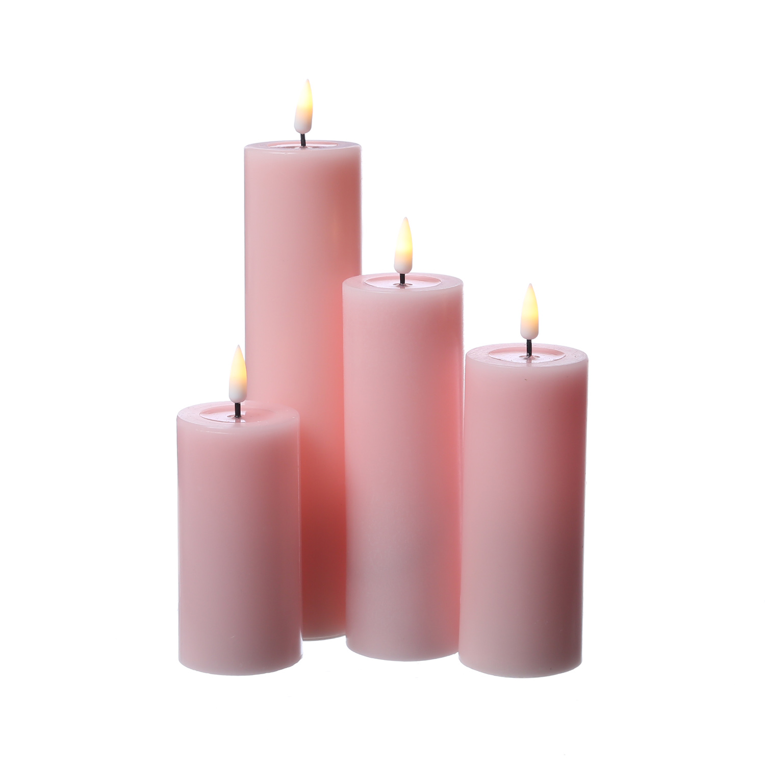 LED Stumpenkerze MIA - Echtwachs - realistische 3D Flamme - H: 15cm D: 5cm - Batterie - rosa LED Stumpenkerze MIA - Echtwachs - realistische 3D Flamme - H: 15cm D: 5cm - Batterie - rosa