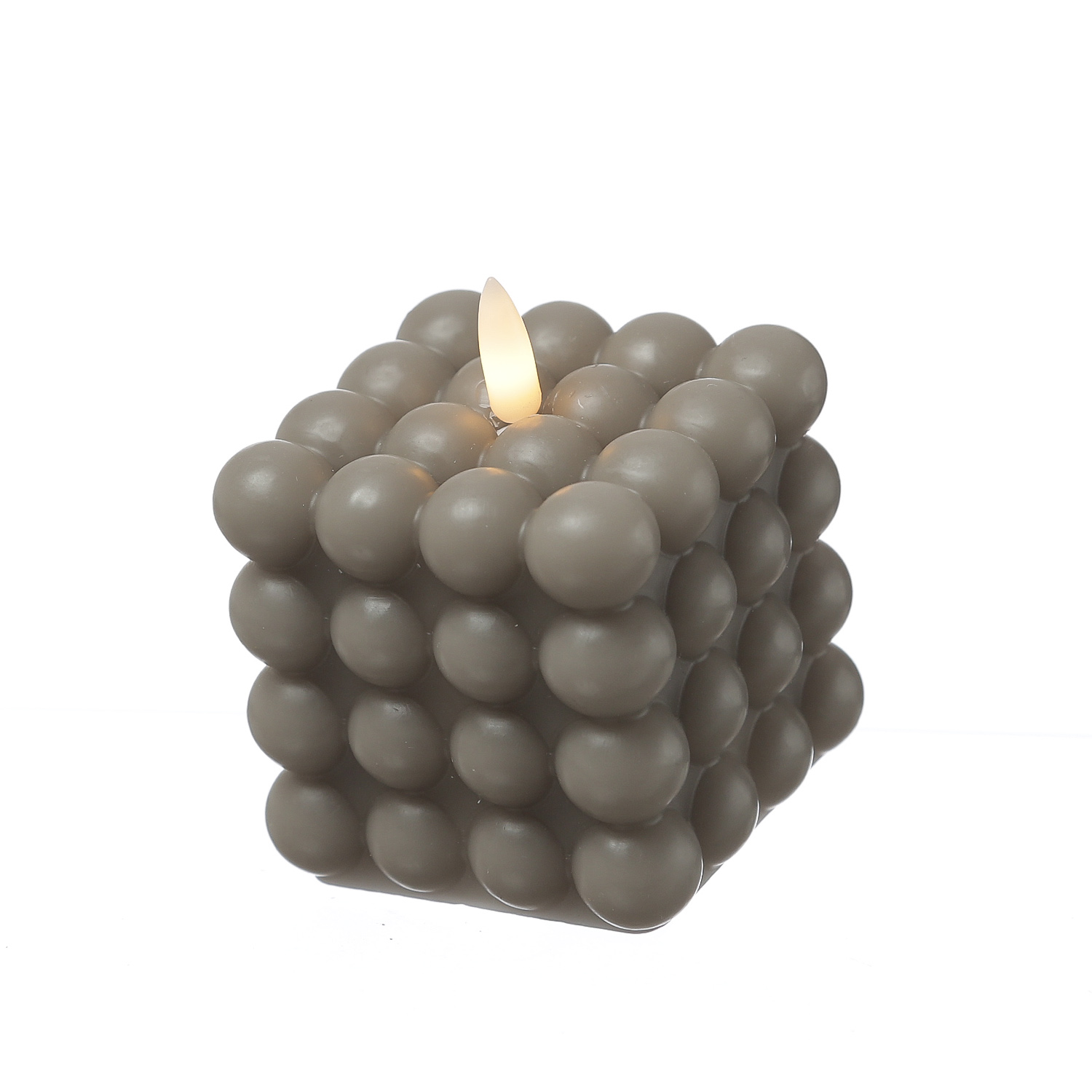 LED Kerze Bubble - Würfelkerze - Echtwachs - realistische 3D Flamme - H: 9,5cm - Timer - grau LED Kerze Bubble - Würfelkerze - Echtwachs - realistische 3D Flamme - H: 9,5cm - Timer - grau