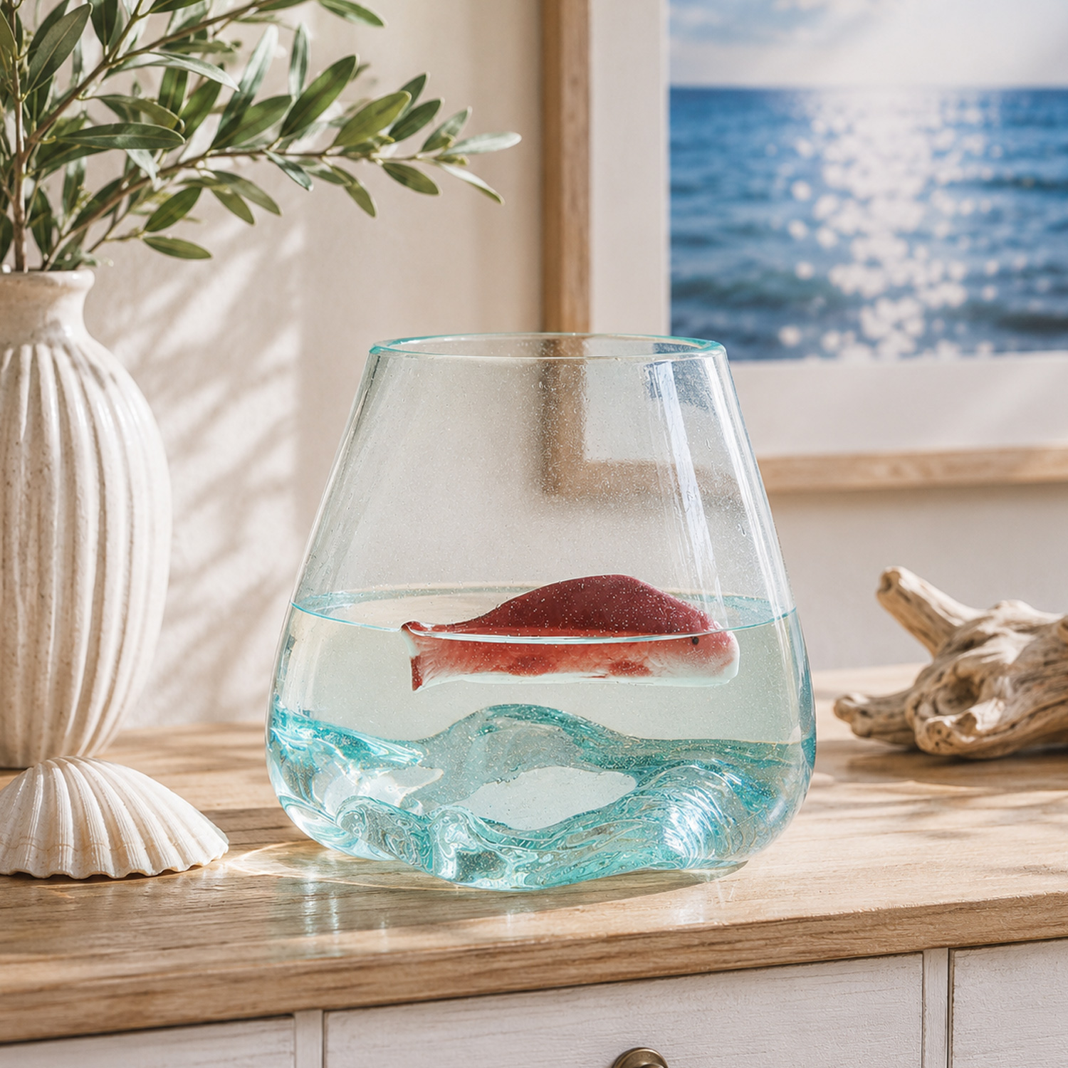 Teichdeko Fisch LADY - Dekofigur - Porzellan - schwimmend - L: 13,5cm - rot