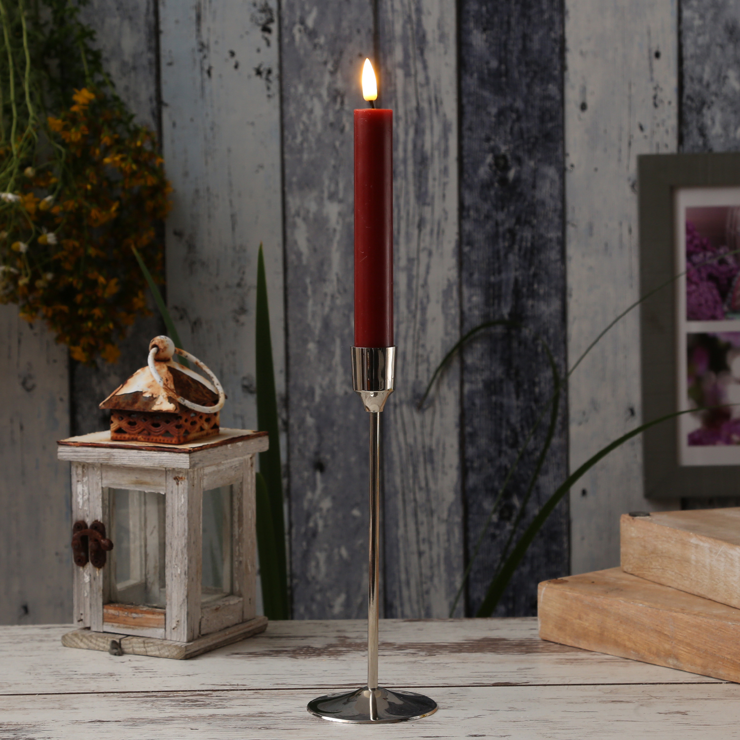 Stabkerzenhalter - Kerzenständer - Metall - H: 20,5cm - D: 7cm - silber Stabkerzenhalter - Kerzenständer - Metall - H: 20,5cm - D: 7cm - silber