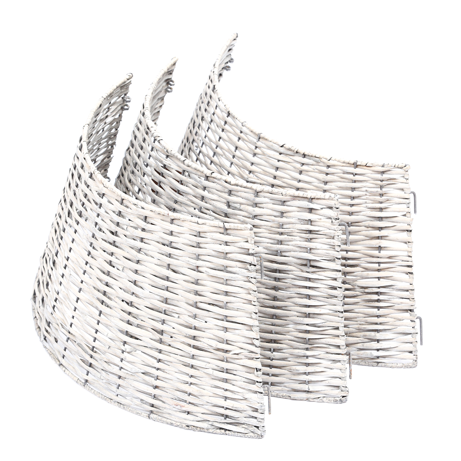Weihnachtsbaumring - Weidenkorb für Baumständer - H: 28cm - mit Haken und Ösen - grau - 3teilig