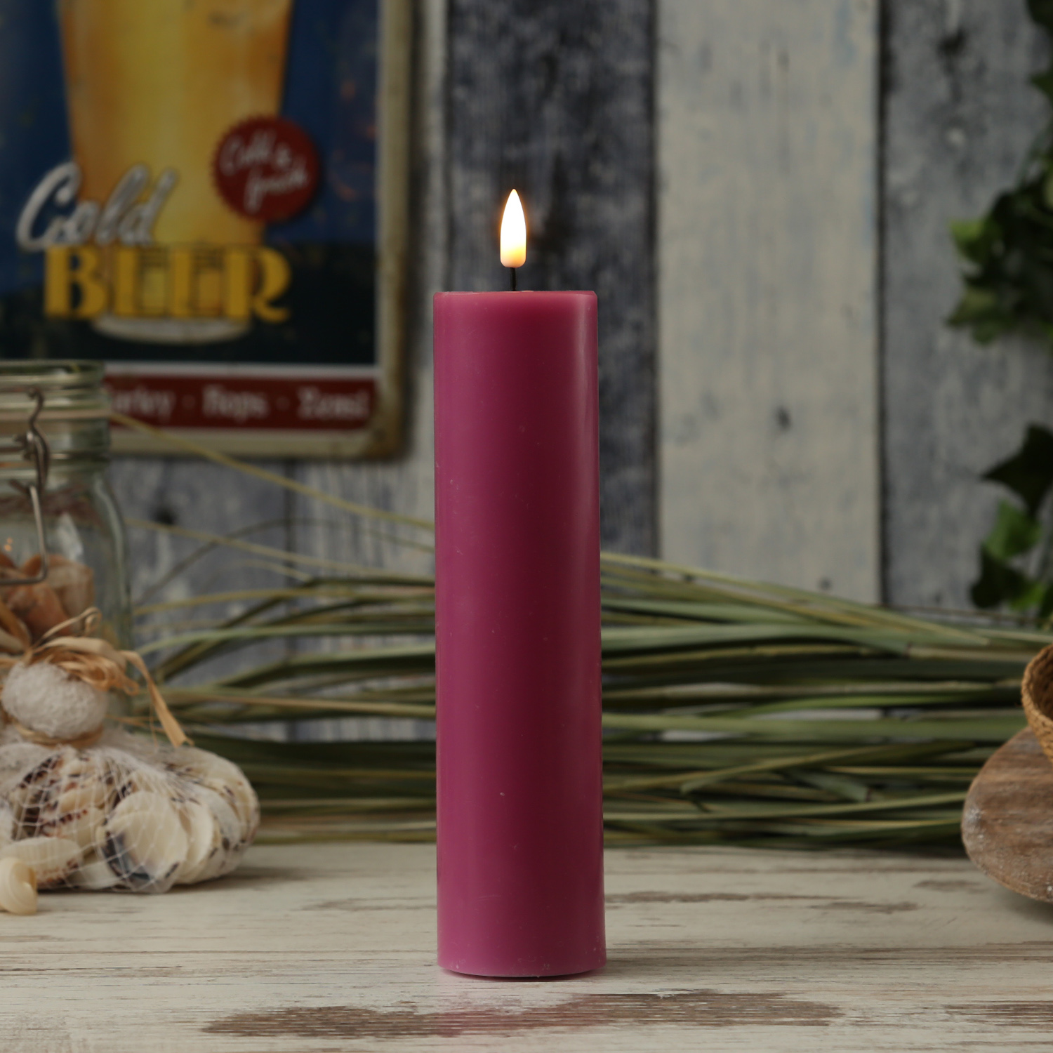 LED Stumpenkerze MIA - Echtwachs - realistische 3D Flamme - H: 20cm - D: 5cm - malve LED Stumpenkerze MIA - Echtwachs - realistische 3D Flamme - H: 20cm - D: 5cm - malve