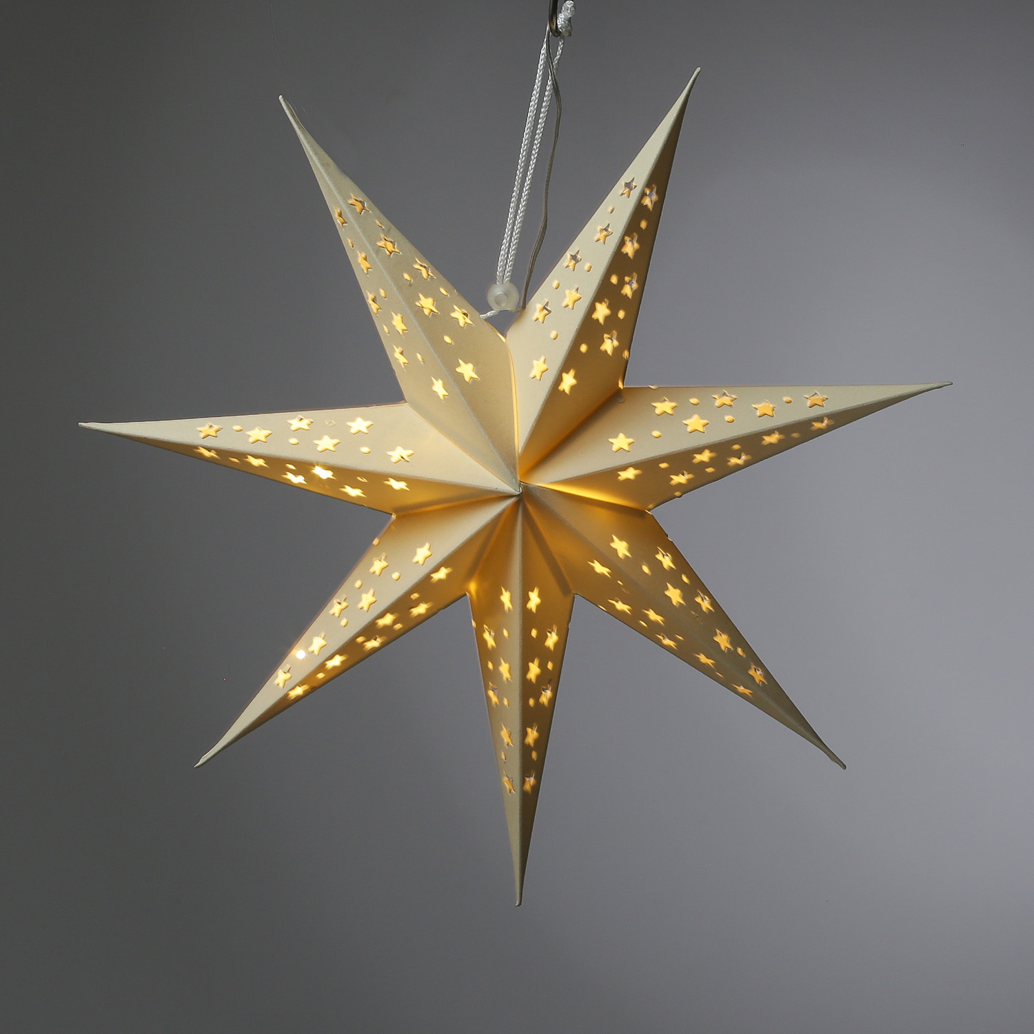 LED Papierstern mit Stoffbezug - Samtstern - 7-zackig - 10LED - D: 40cm - Batterie - Timer - weiß LED Papierstern mit Stoffbezug - Samtstern - 7-zackig - 10LED - D: 40cm - Batterie - Timer - weiß