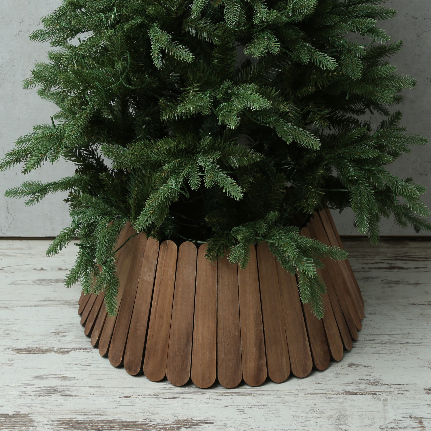 Weihnachtsbaumrock aus Holz - Abdeckung für Baumständer - D: 57cm  - faltbar - braun Weihnachtsbaumrock aus Holz - Abdeckung für Baumständer - D: 57cm  - faltbar - braun