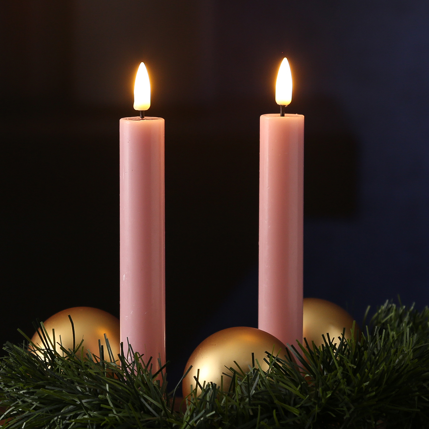 LED Stabkerzen MIA - Echtwachs - realistische 3D Flamme - H: 15cm - Batteriebetrieb - rosa - 2 Stk LED Stabkerzen MIA - Echtwachs - realistische 3D Flamme - H: 15cm - Batteriebetrieb - rosa - 2 Stk