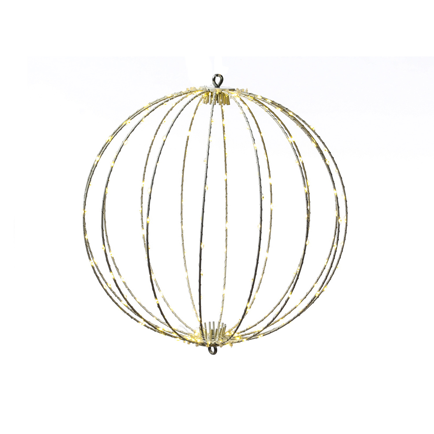 LED Drahtkugel - 3D Leuchtkugel - D: 38cm - 240 warmweiße LED - faltbar - 8 Modi/Timer - Innen/Außen