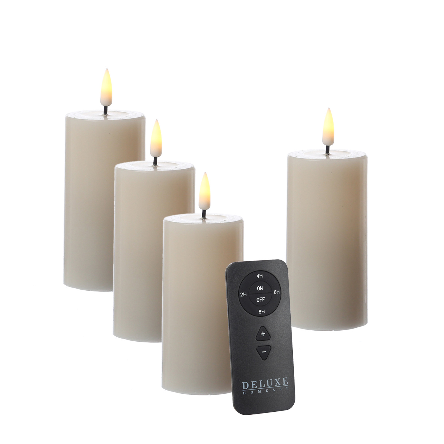 LED Kerzenset MIA - Echtwachs - H: 10cm/D: 5cm - mit Batterien/Fernbedienung - creme - 4er Set LED Kerzenset MIA - Echtwachs - H: 10cm/D: 5cm - mit Batterien/Fernbedienung - creme - 4er Set