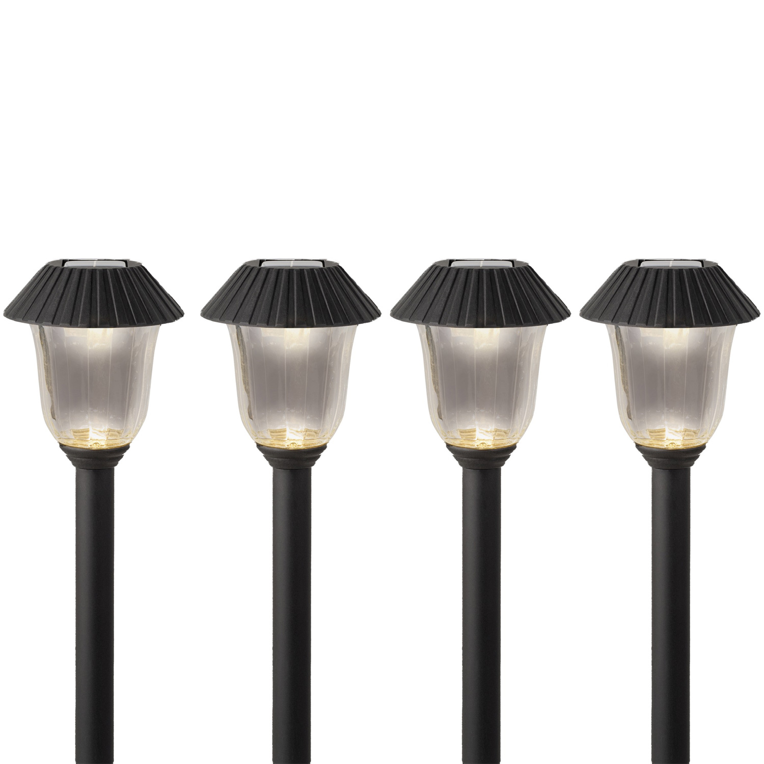 LED Solar Wegleuchten - Gartenleuchten mit Erdspieß - H: 31,5cm - Lichtsensor - 4er Set