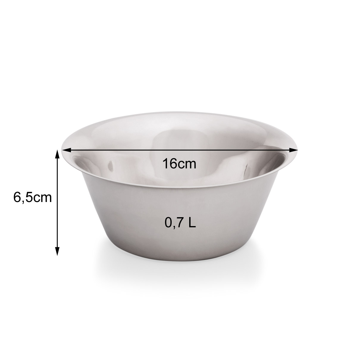 Schüssel konisch - Edelstahl - ø16cm - H: 6,5cm - Inhalt: 0,7 Liter